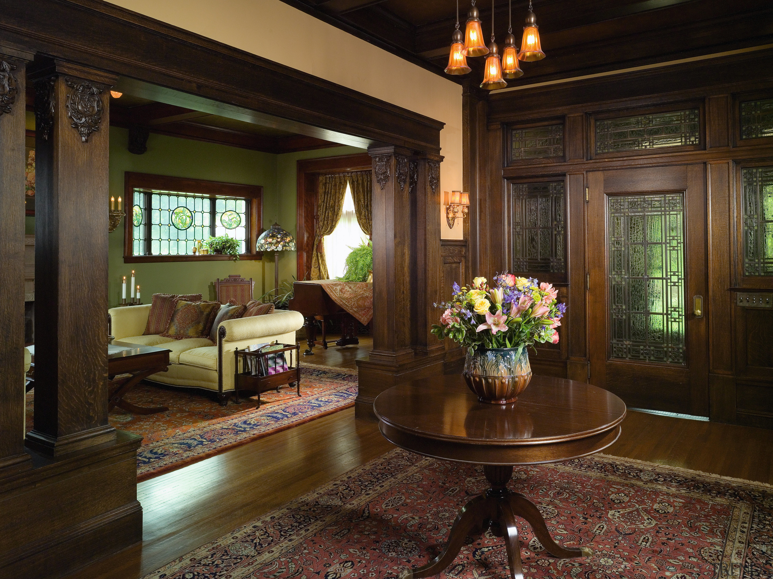 Interior view of the Entrance/waiting area and staircase ceiling, dining room, estate, home, house, interior design, living room, real estate, room, window, brown, black