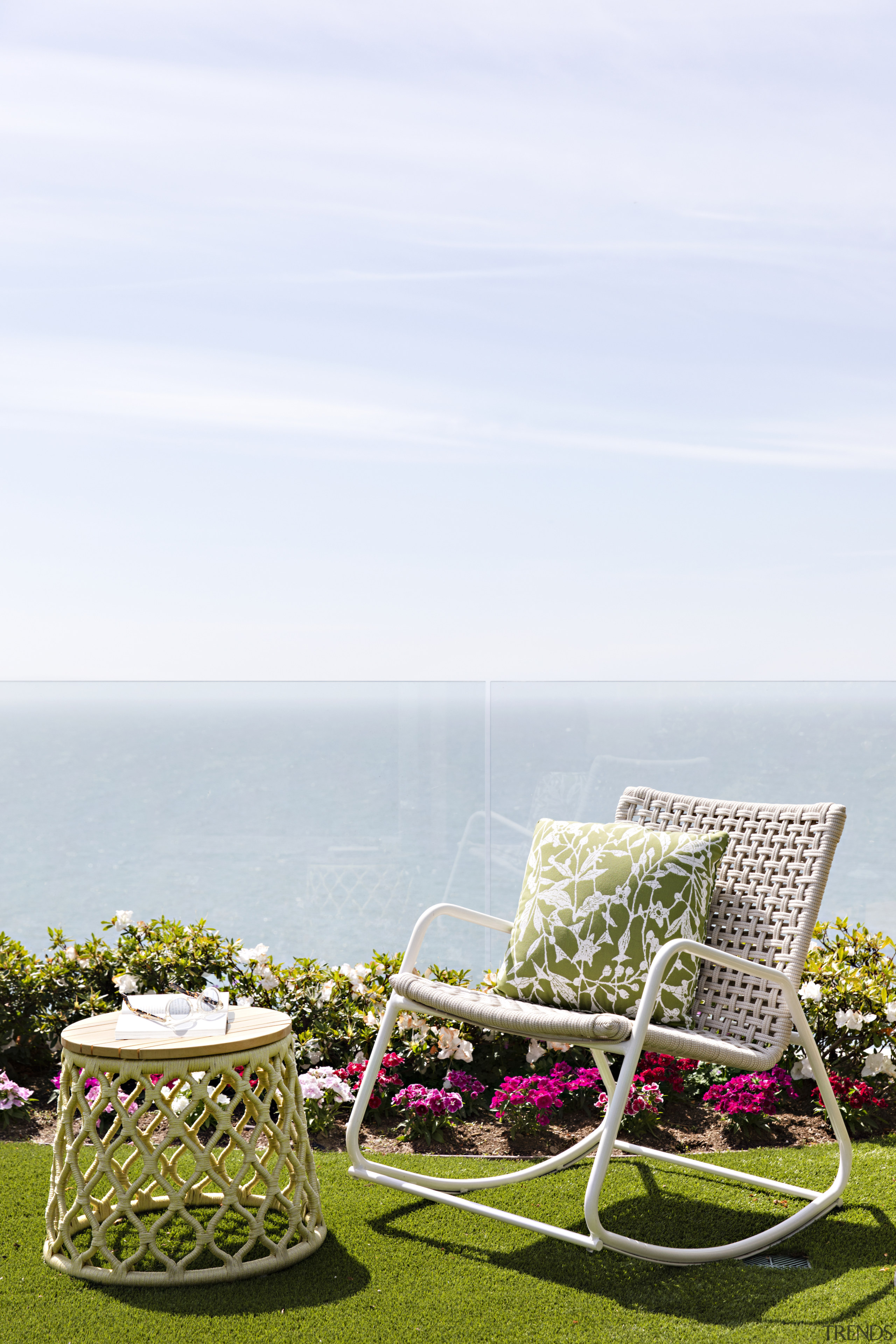 A casual resting spot in the clifftop garden. 