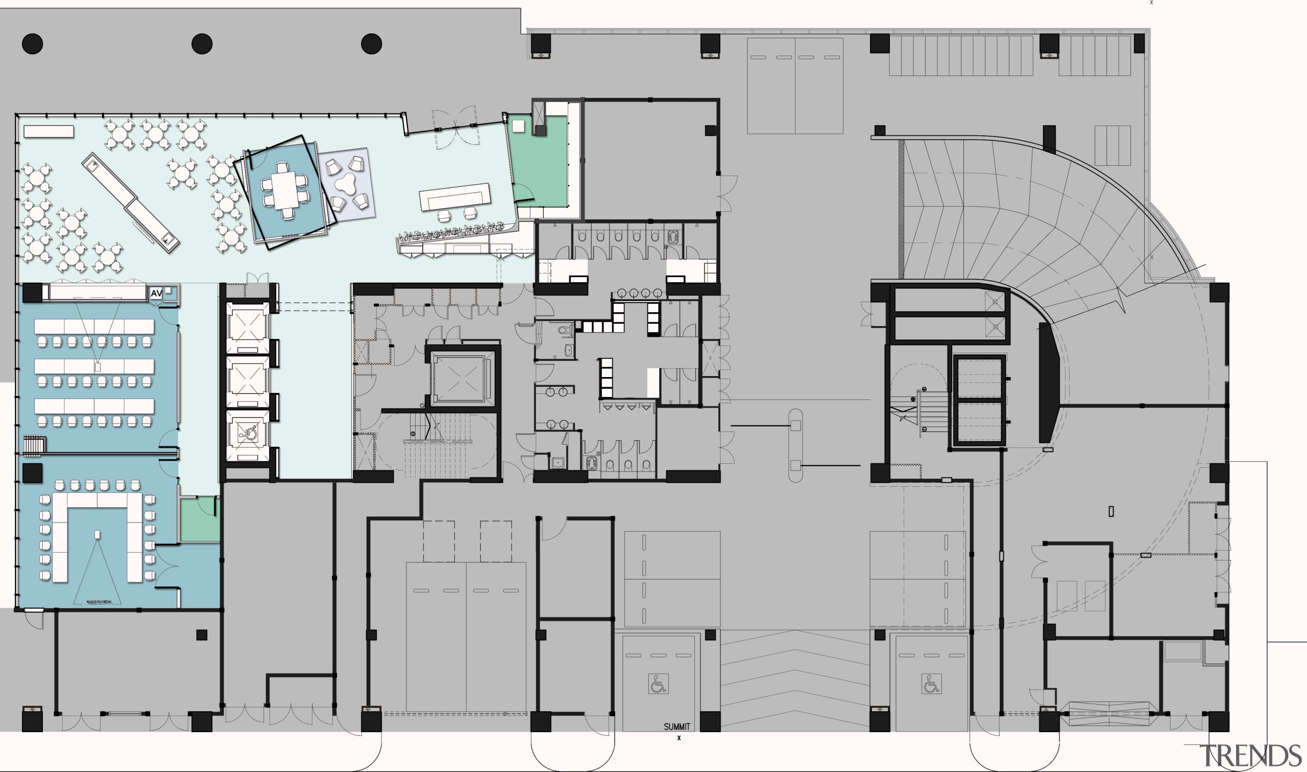 Ground floor plan, DNV GL office, by DCA, architecture, area, design, elevation, floor plan, home, plan, product, product design, residential area, schematic, white