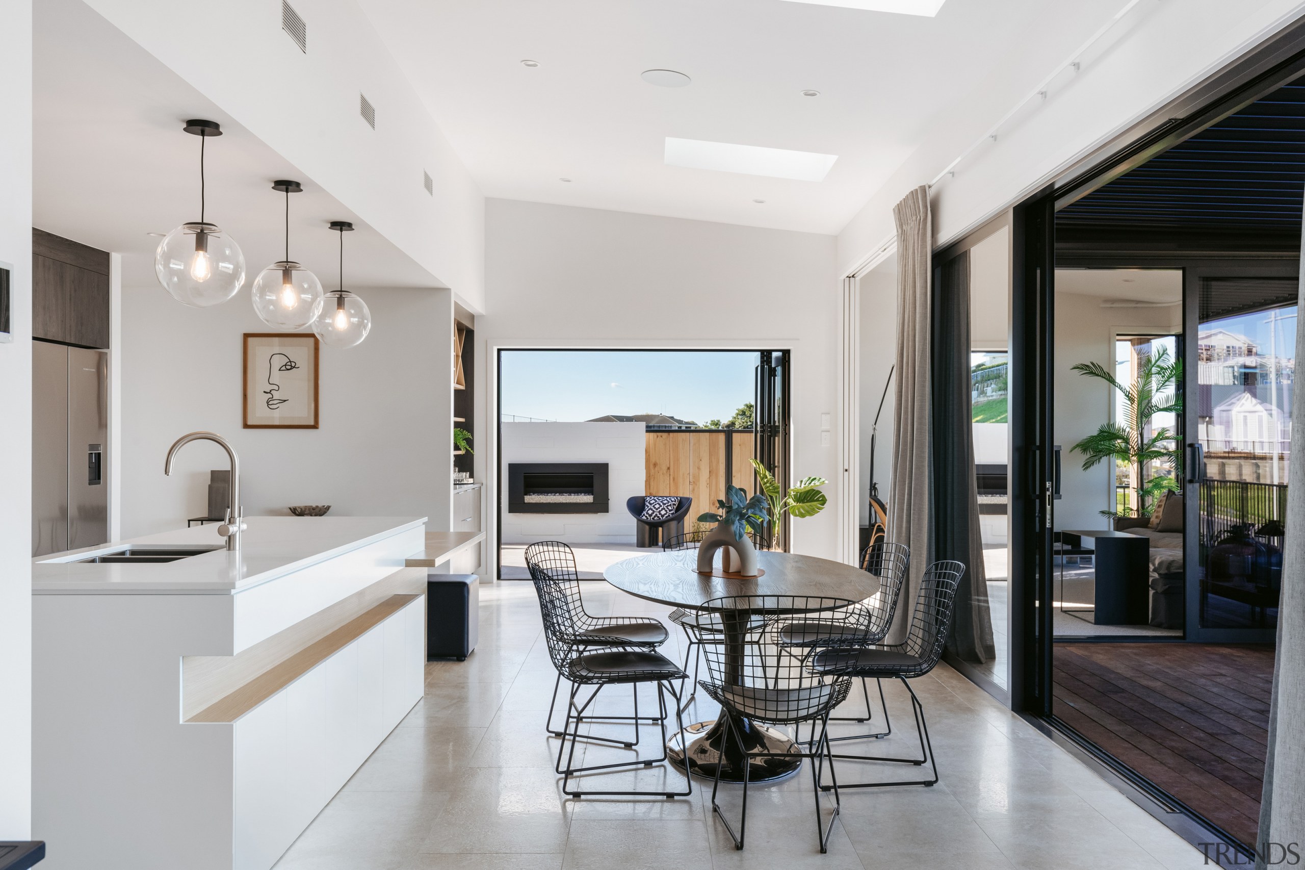 Looking from the dining area to the outdoor 