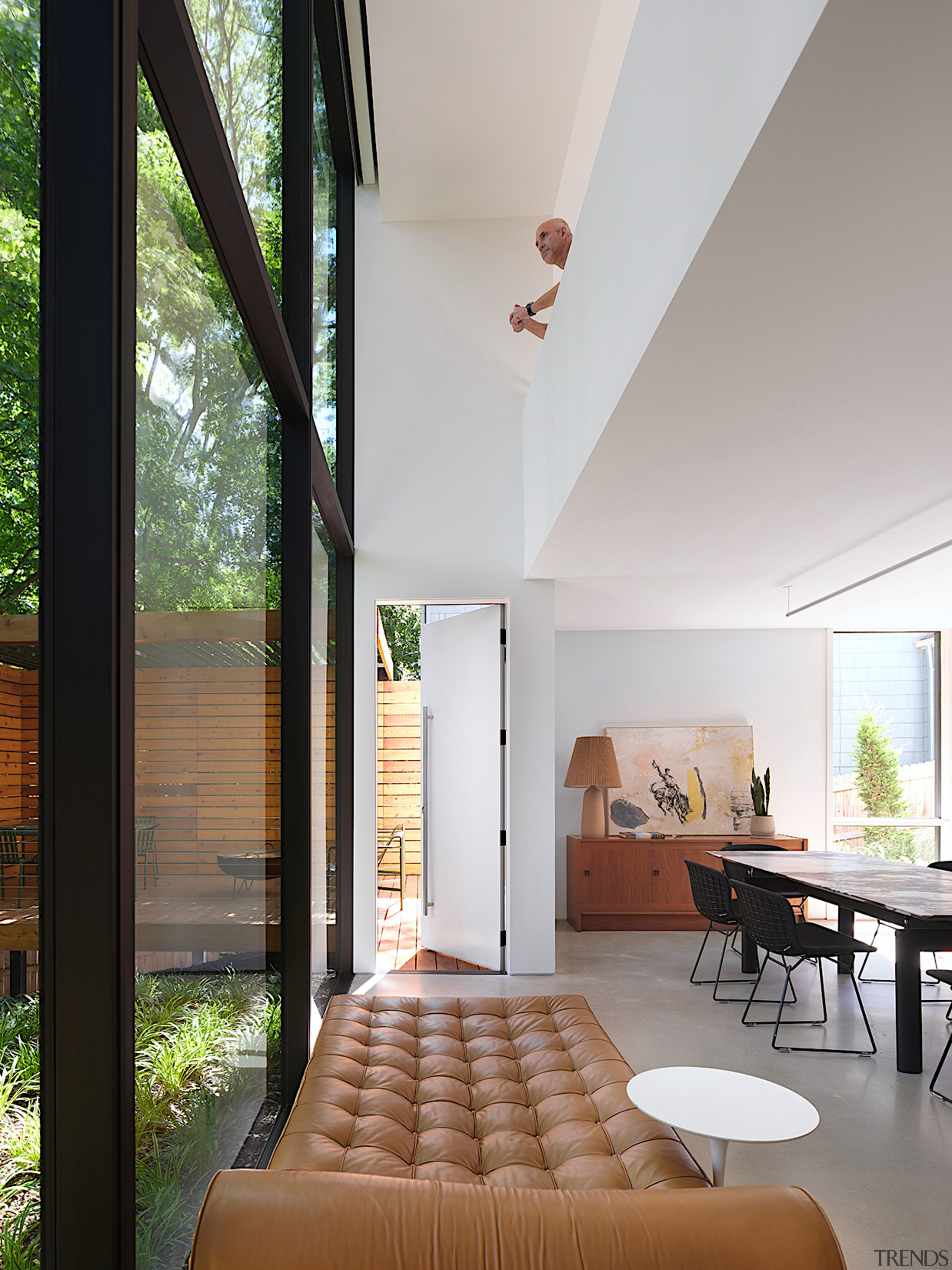 Looking along the new light-and view-bringing glass wall 