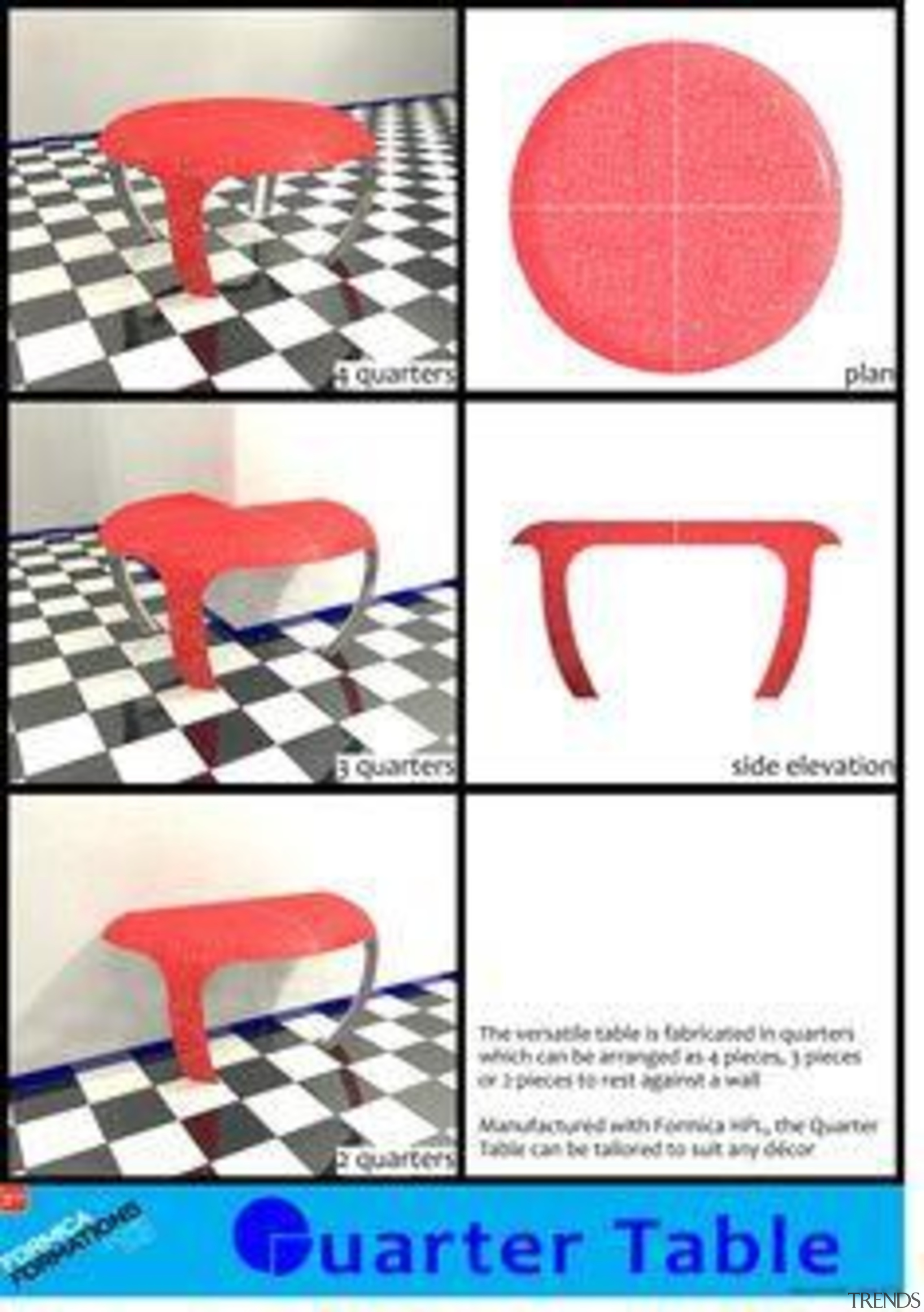 by Malcolm Duff - Quarter Table - chair chair, design, font, furniture, line, pattern, product, product design, red, table, text, white
