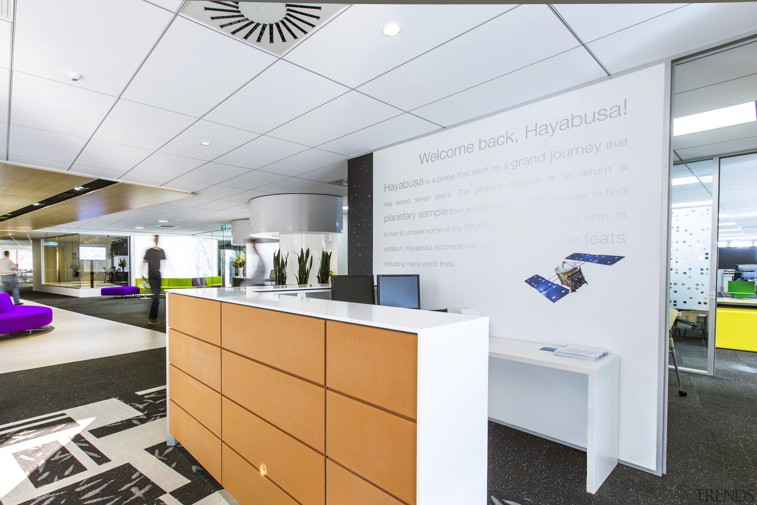 Terracotta panels front this cabinet in the NEC interior design, office, product design, white