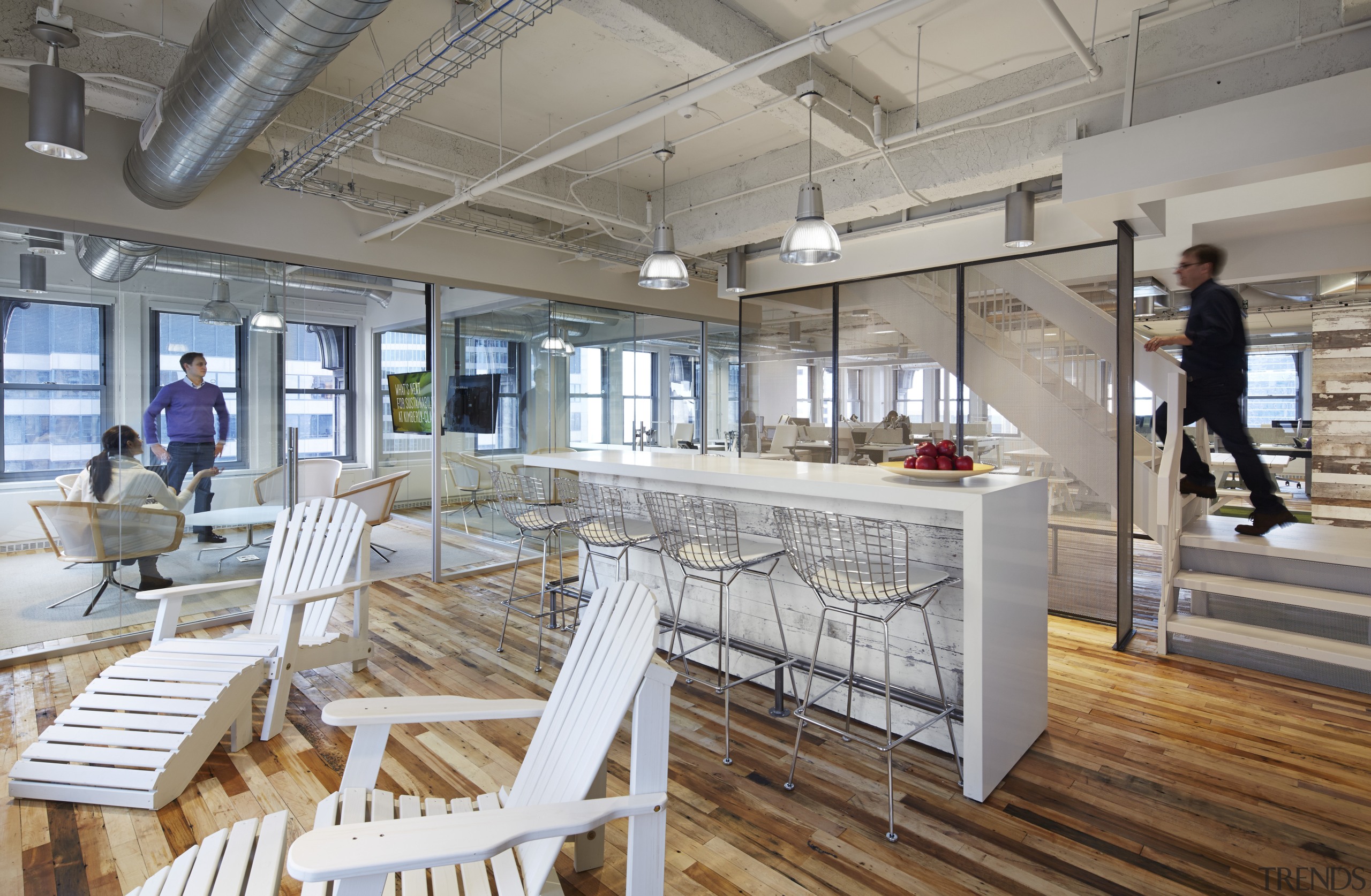 This new Kimberly-Clark office in Chicago presents several interior design, real estate, gray