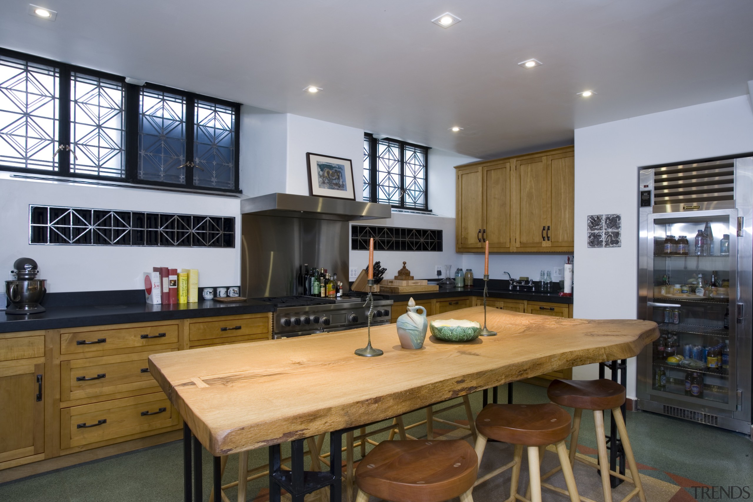 View of the kitchen featuring nutral walls, mosaic countertop, interior design, kitchen, real estate, gray