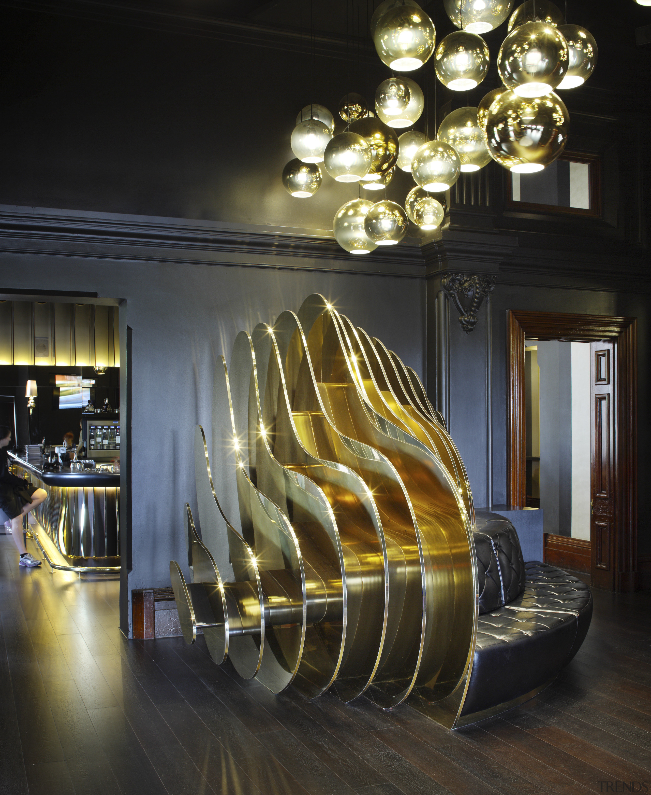 Brisbane casino bar designed by Tonic - Brisbane ceiling, furniture, interior design, light fixture, lighting, lobby, black