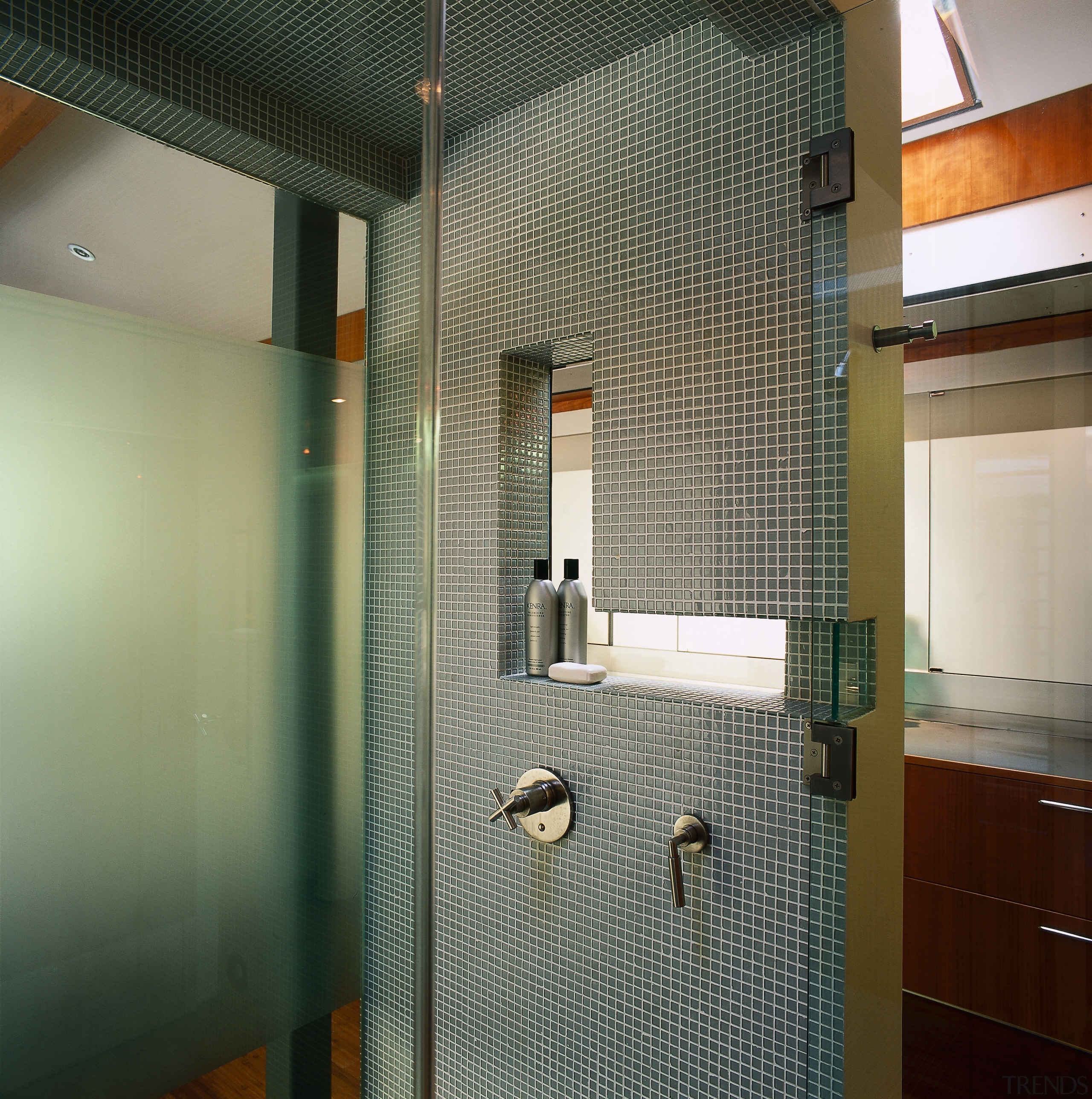 Interior view of bathroom and shower - Interior architecture, bathroom, room, gray