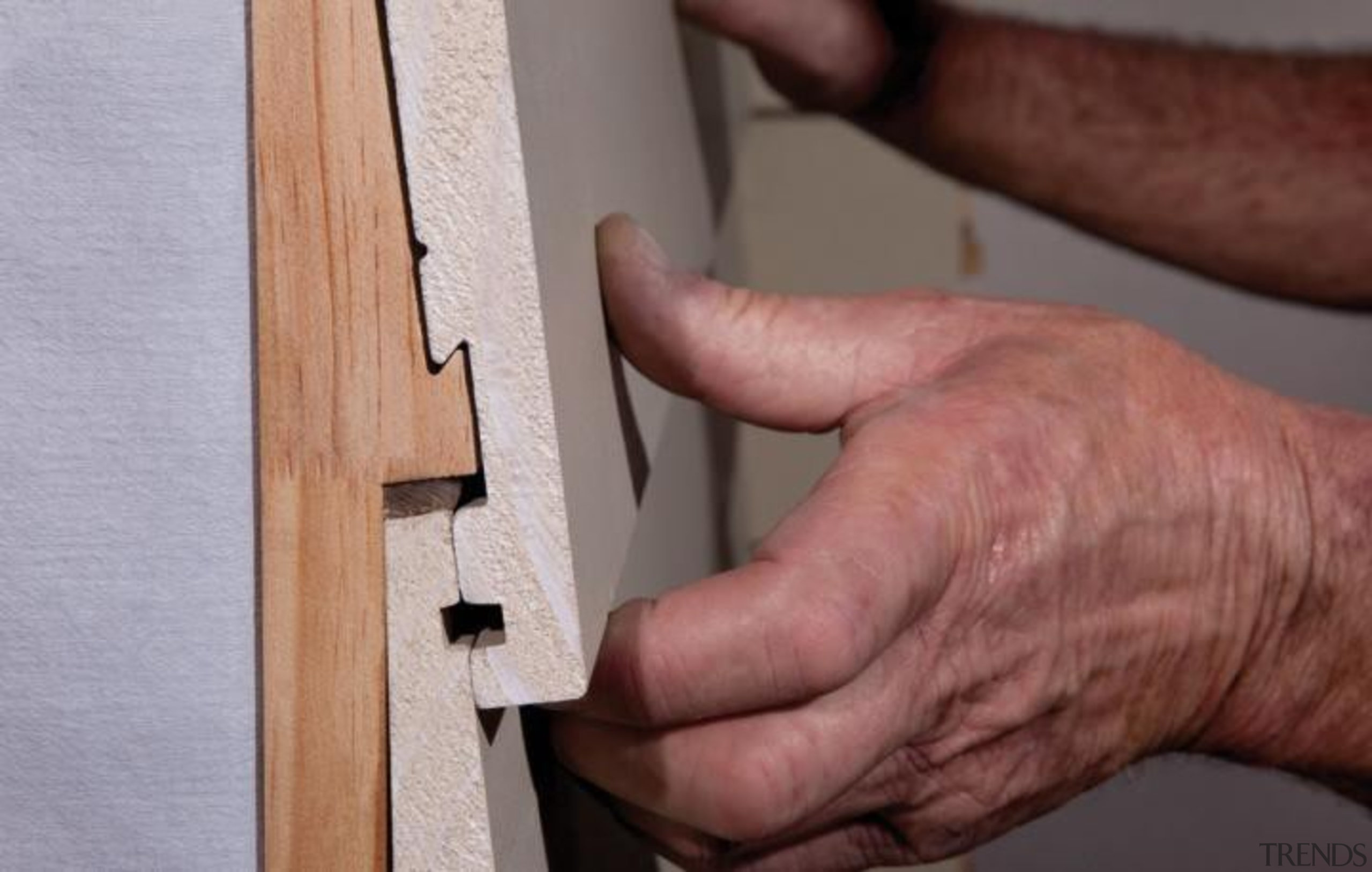 Simpler. Faster. Proven Weathertight. - A-lign Concealed Fix angle, finger, floor, product design, wood, wood stain, red, gray