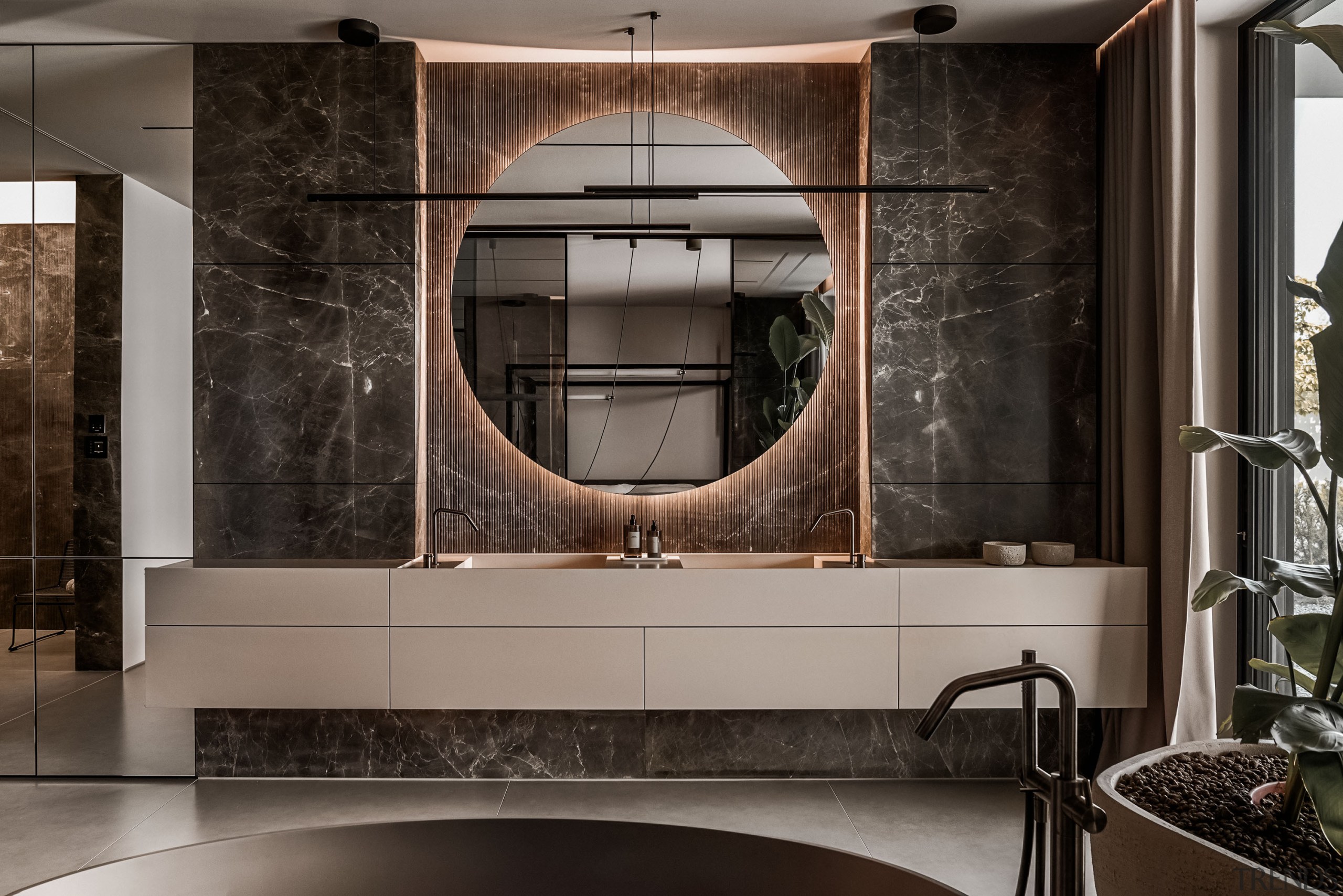 Master ensuite vanity and feature mirror. - Coherence 