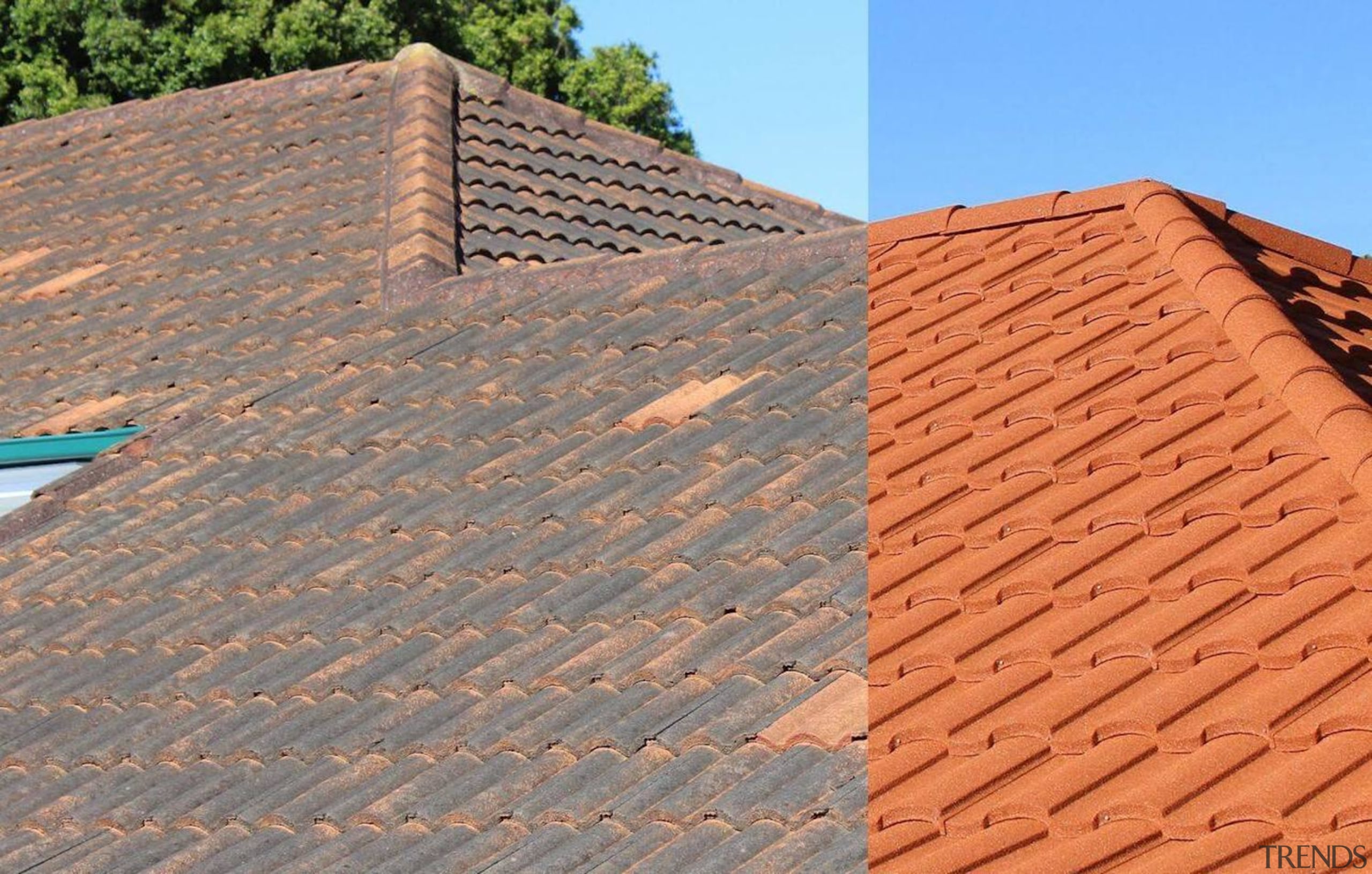 Before and after - brick | brickwork | brick, brickwork, facade, outdoor structure, roof, roofer, sky, wall, wood, wood stain, orange, gray