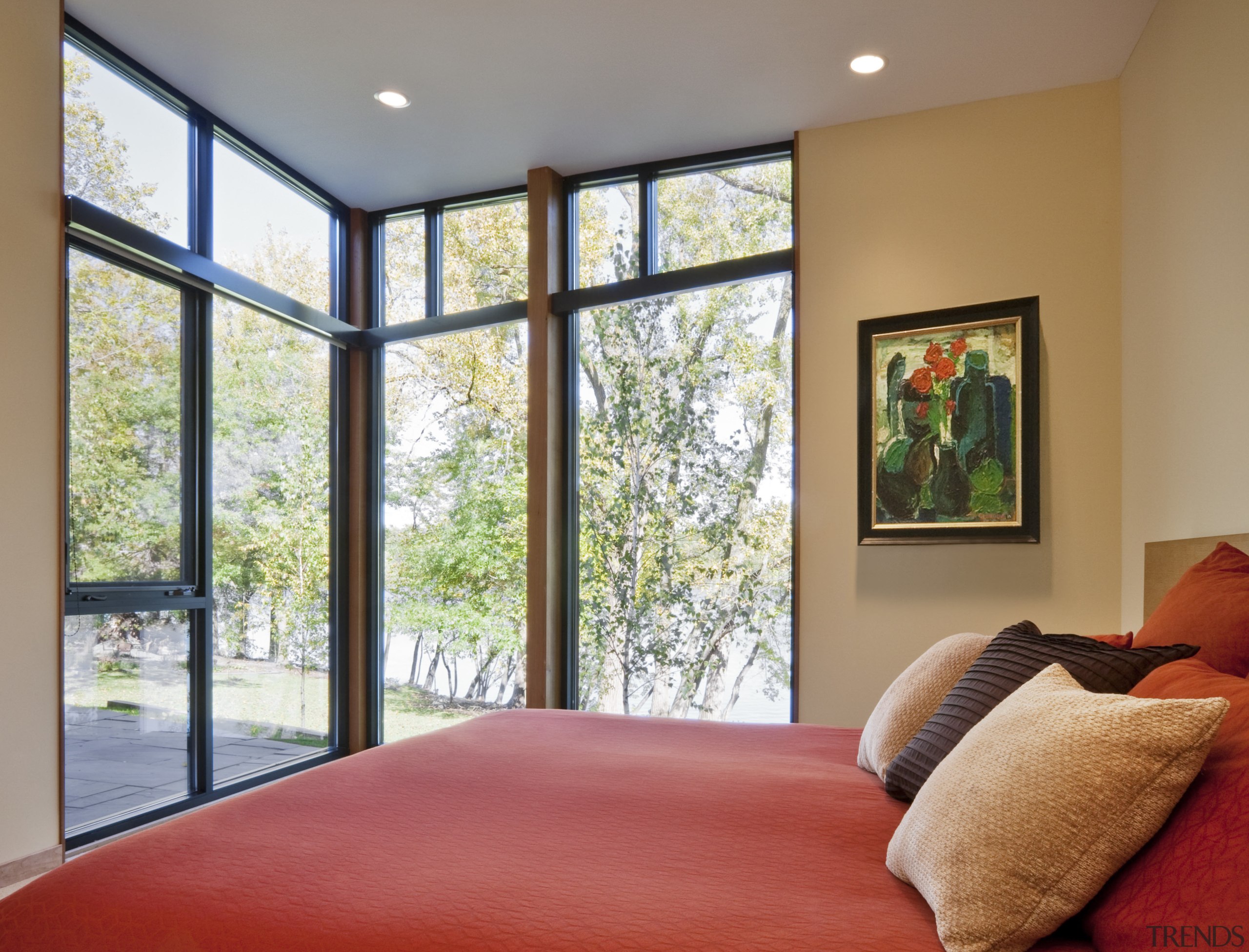 View of bedroom. - View of bedroom. - architecture, bedroom, ceiling, daylighting, door, estate, home, house, interior design, living room, real estate, room, window