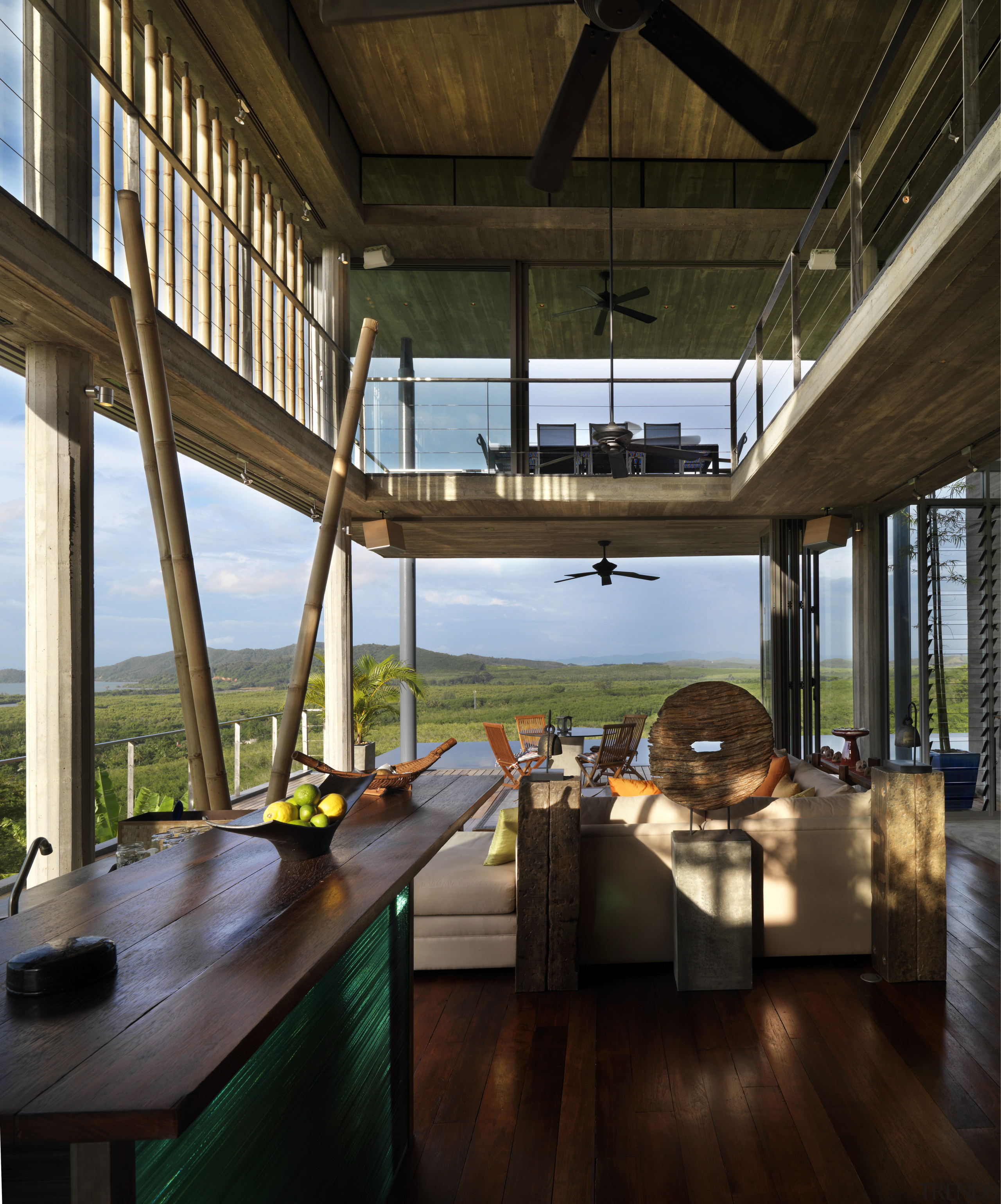 View of modern home designed by Design Unit daylighting, house, interior design, living room, window, wood, brown, black