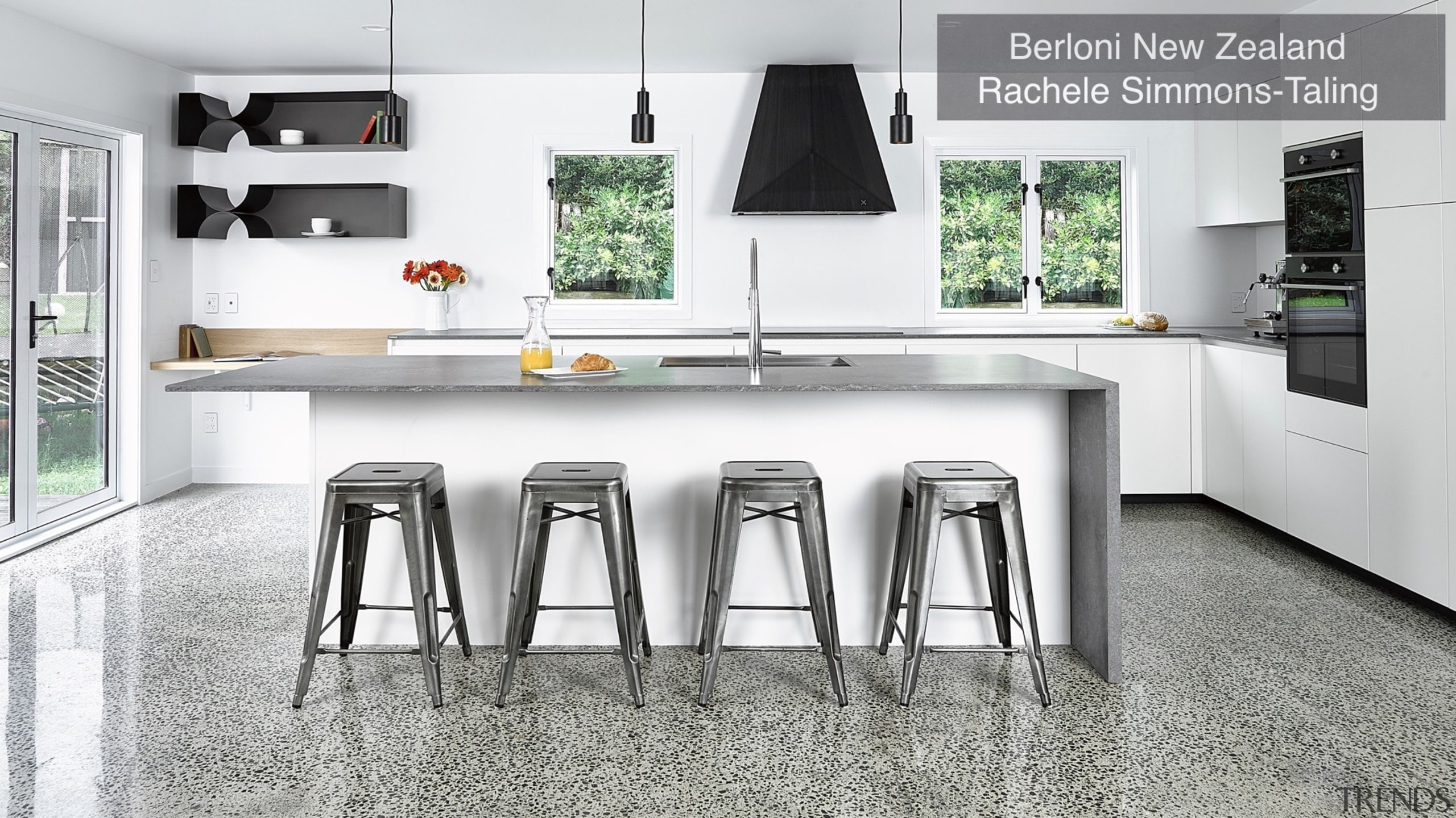 Highly Commended – Berloni New Zealand Rachele Simmons countertop, cuisine classique, floor, flooring, furniture, interior design, kitchen, product, table, white, gray