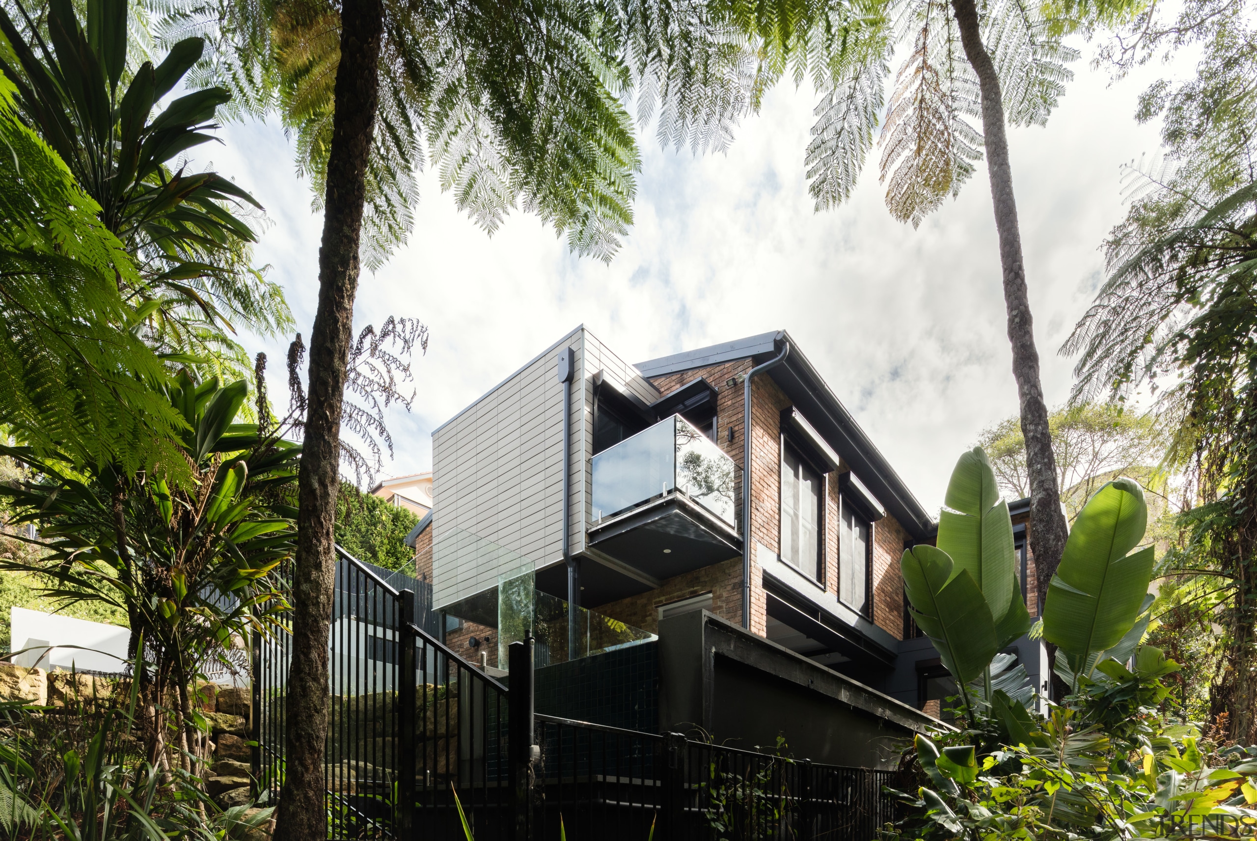 This private master ensuite addition was built onto architecture, arecales, building, cottage, home, house, palm tree, plant, property, real estate, tree, white, brown