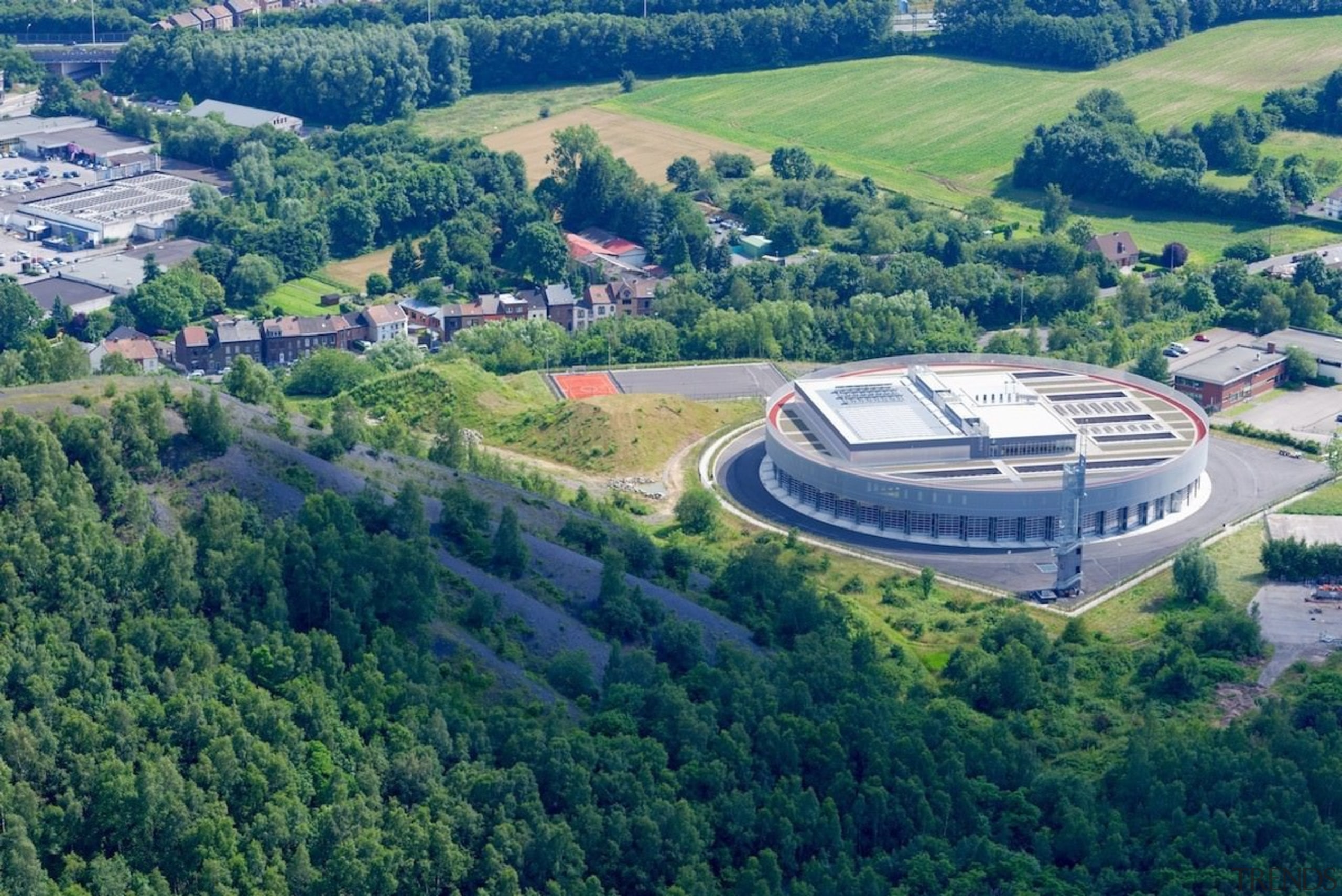 569 firestation - 569 firestation - aerial photography aerial photography, bird's eye view, estate, landscape, photography, real estate, sport venue, structure, water resources, teal