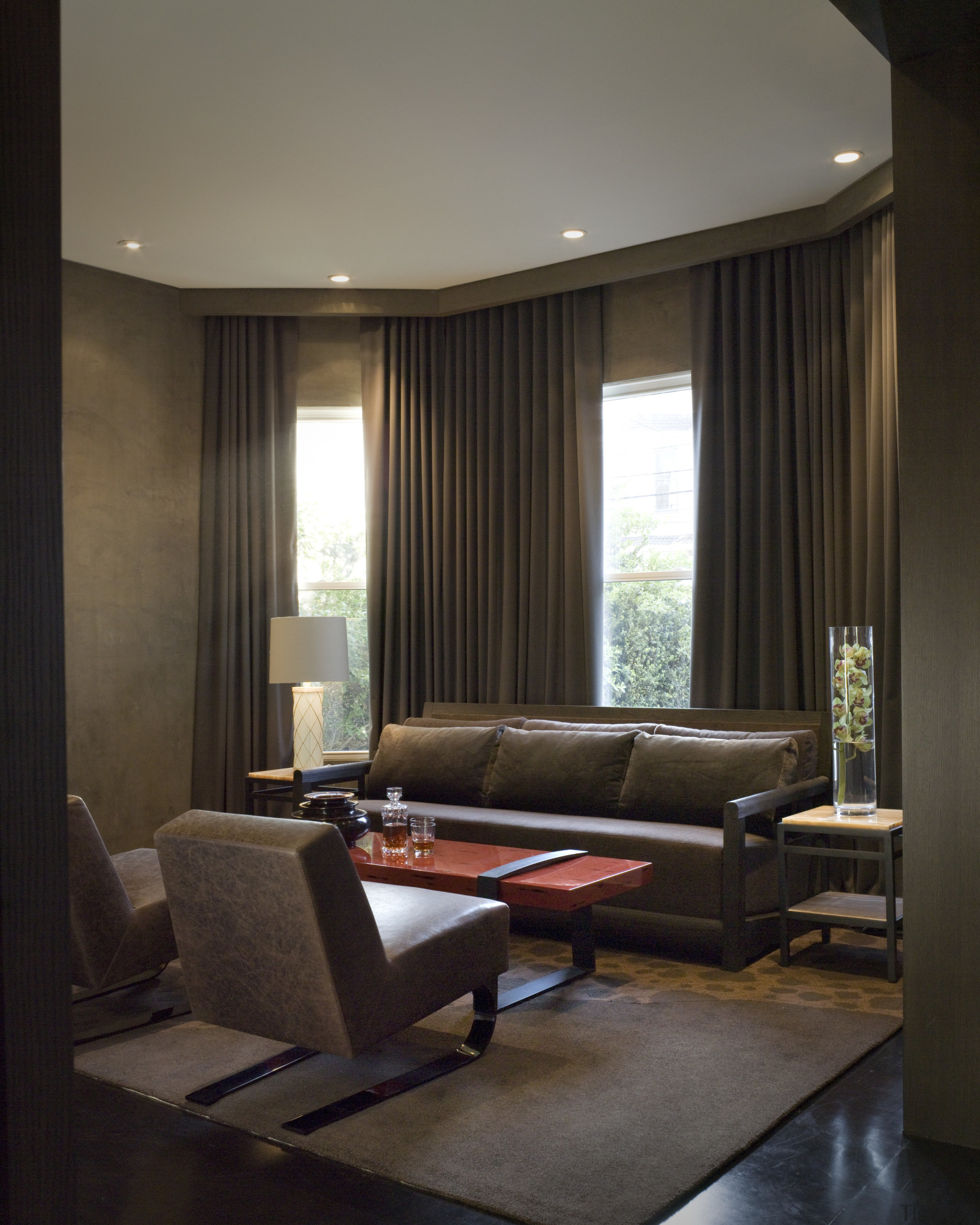 lounge view of a remodel of a Victorian ceiling, curtain, furniture, home, interior design, lighting, living room, room, suite, textile, window, window blind, window covering, window treatment, black