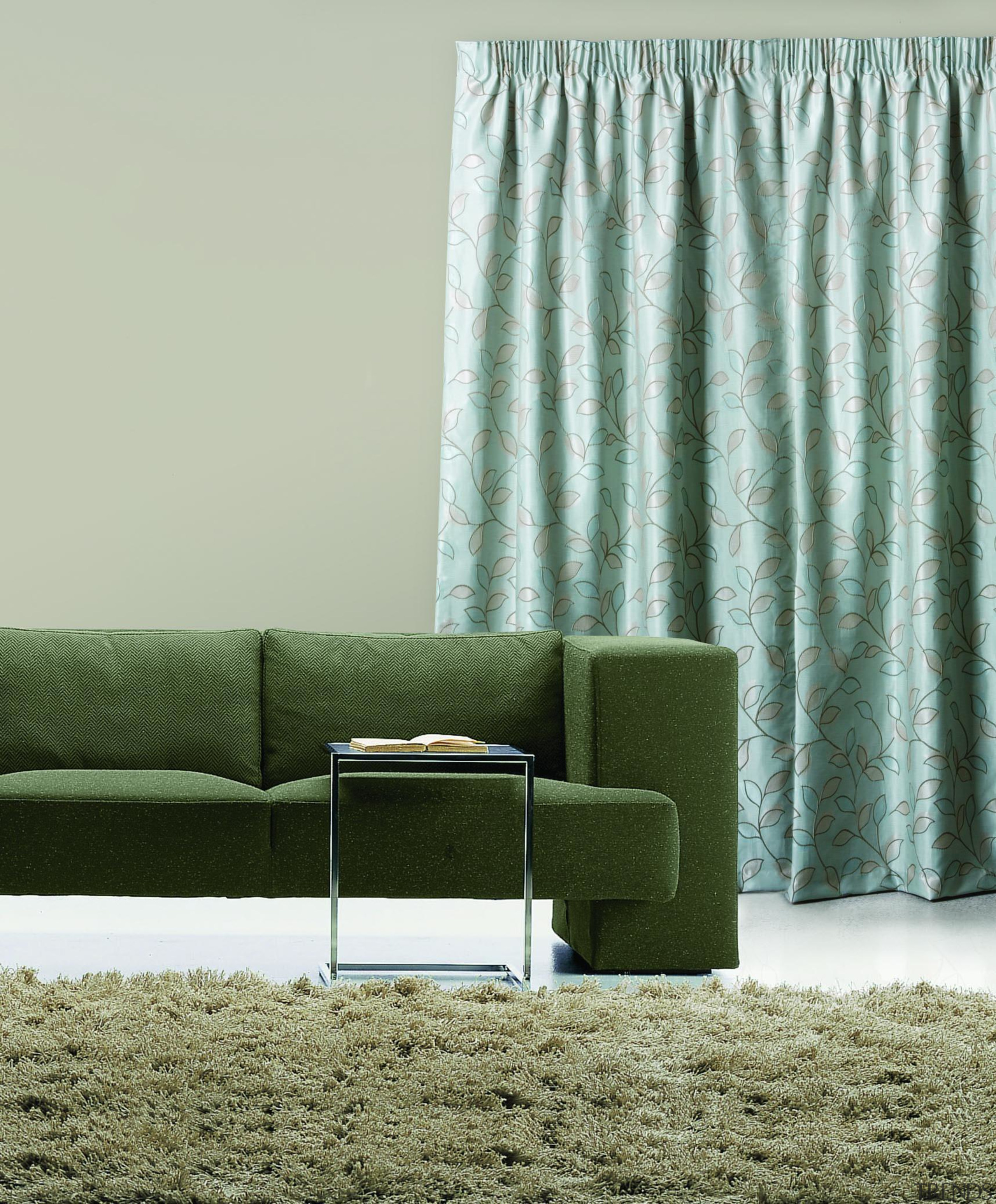 Metaphor Flat - couch | curtain | furniture couch, curtain, furniture, green, interior design, living room, table, textile, wall, window, window covering, window treatment, gray