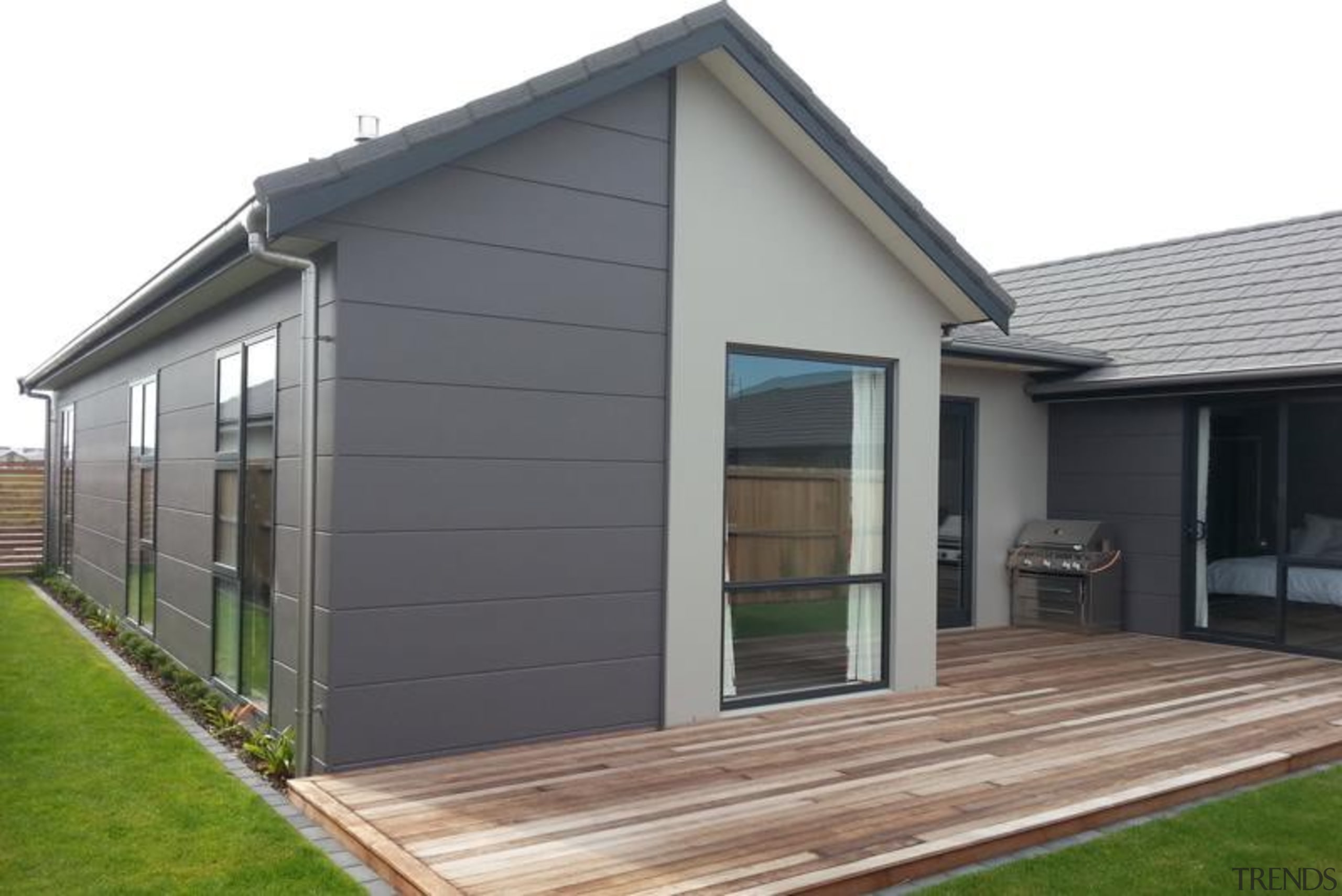 Stria Cladding - Stria Cladding - facade | facade, home, house, porch, property, real estate, roof, shed, siding, window, gray, white