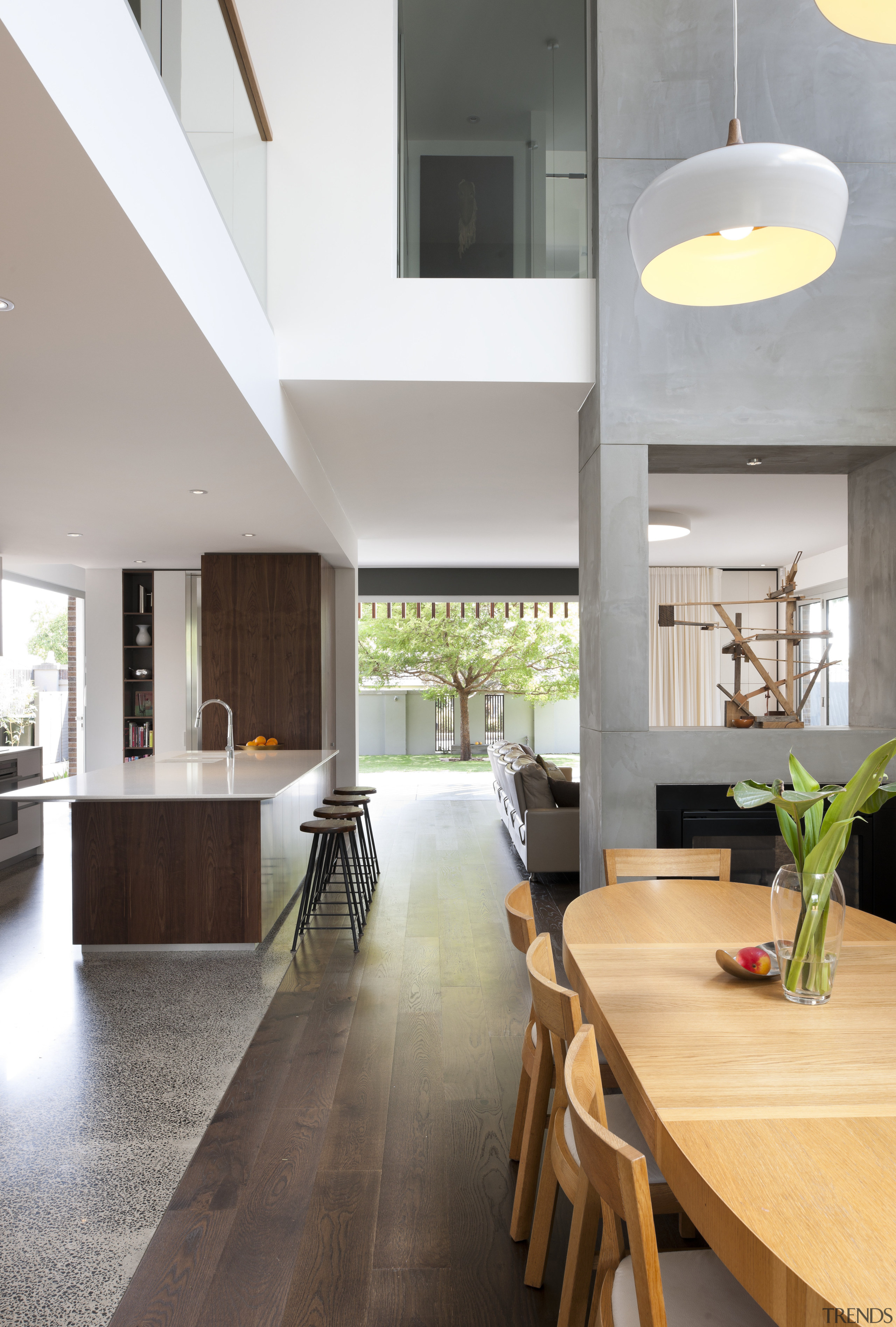 Taras Wolf contemporary family home - Taras Wolf architecture, ceiling, countertop, dining room, floor, flooring, hardwood, house, interior design, kitchen, laminate flooring, living room, real estate, table, wood, wood flooring, gray