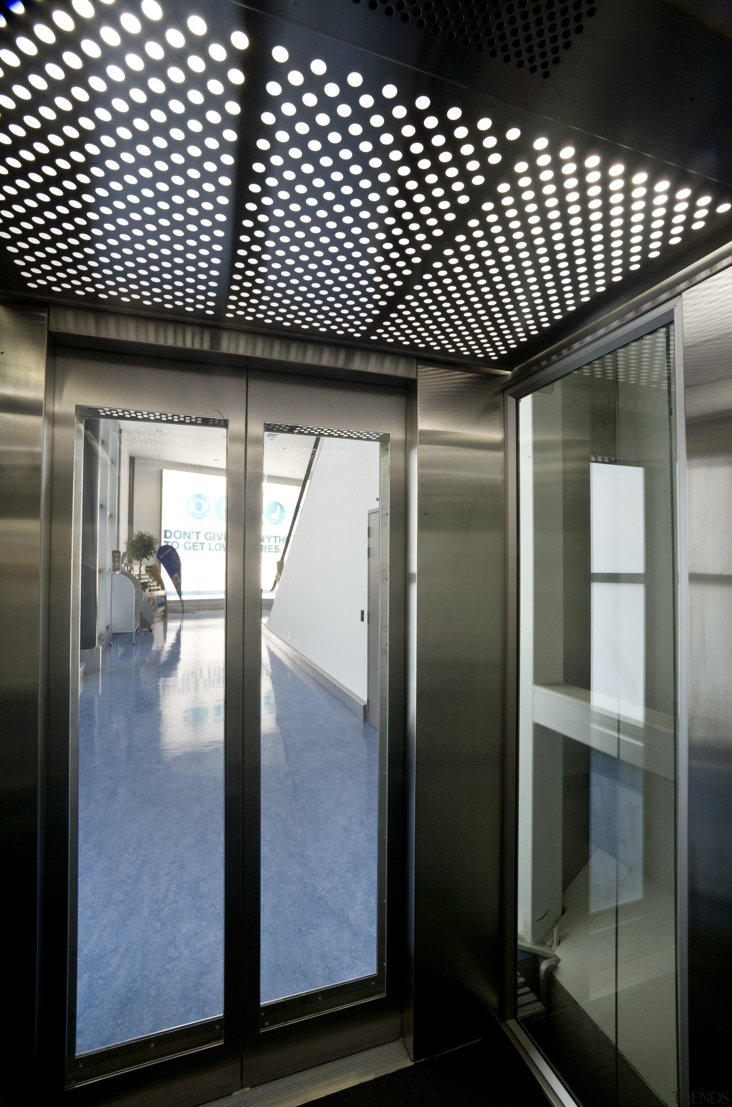 Shindler Lifts NZ supplied and installed seven moving architecture, ceiling, daylighting, glass, window, black