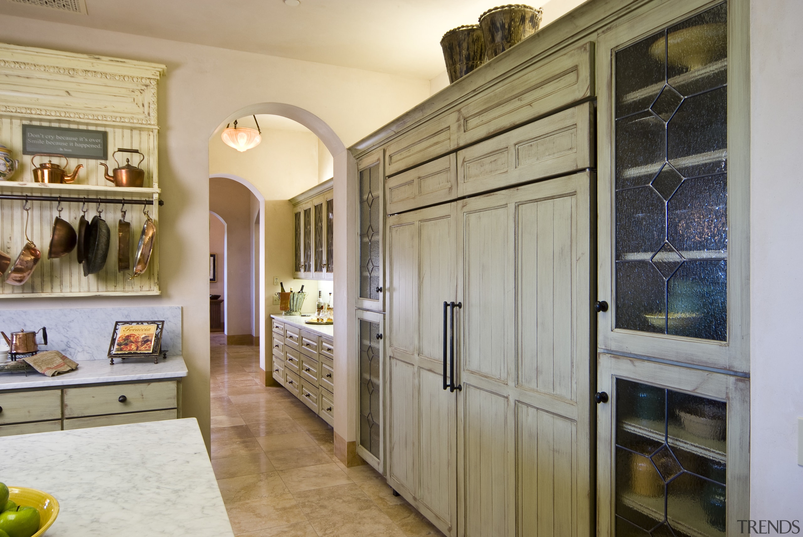 Architect Neil Peoples AIA. Tuscan inspired kitchen. Traditional cabinetry, interior design, kitchen, real estate, room, gray, brown