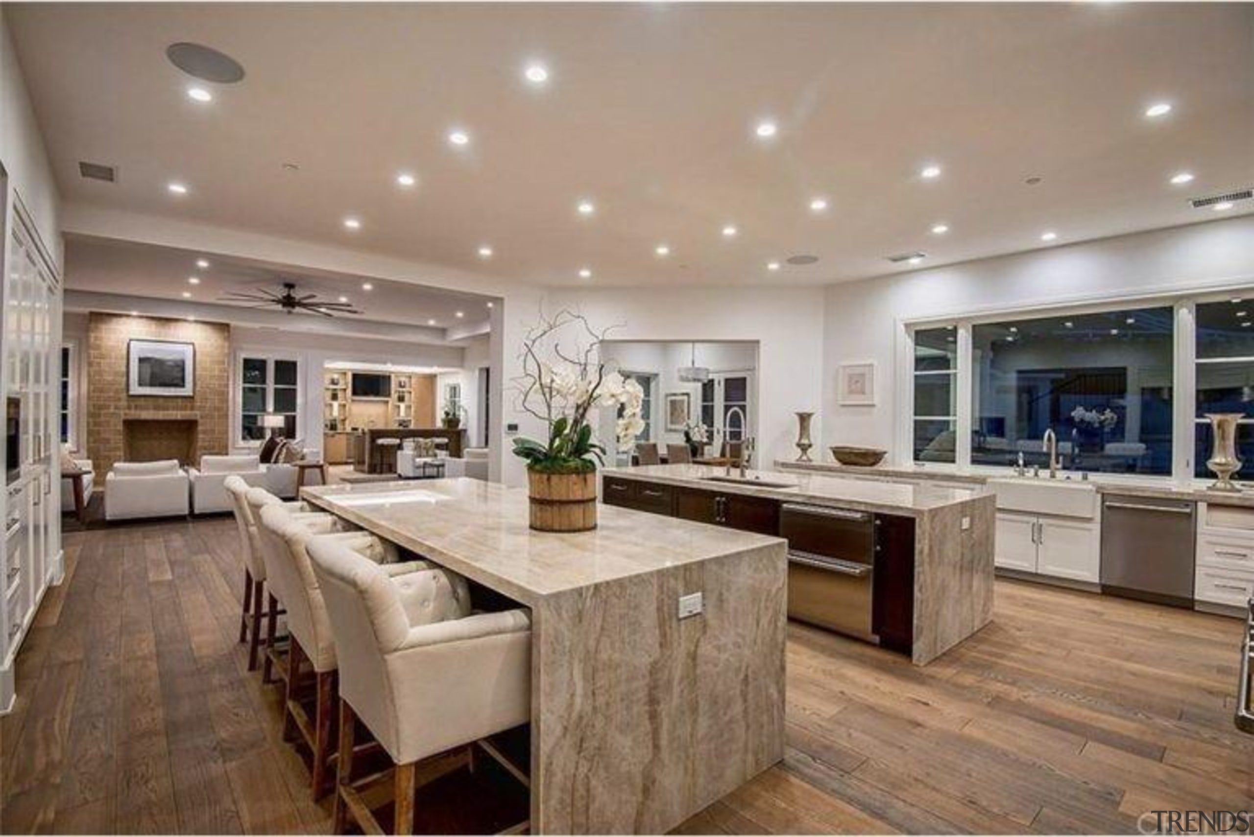 The Weeknd’s massive US$19.995 million mansion - The cabinetry, ceiling, countertop, cuisine classique, estate, floor, flooring, hardwood, interior design, kitchen, property, real estate, room, wood flooring, gray, brown