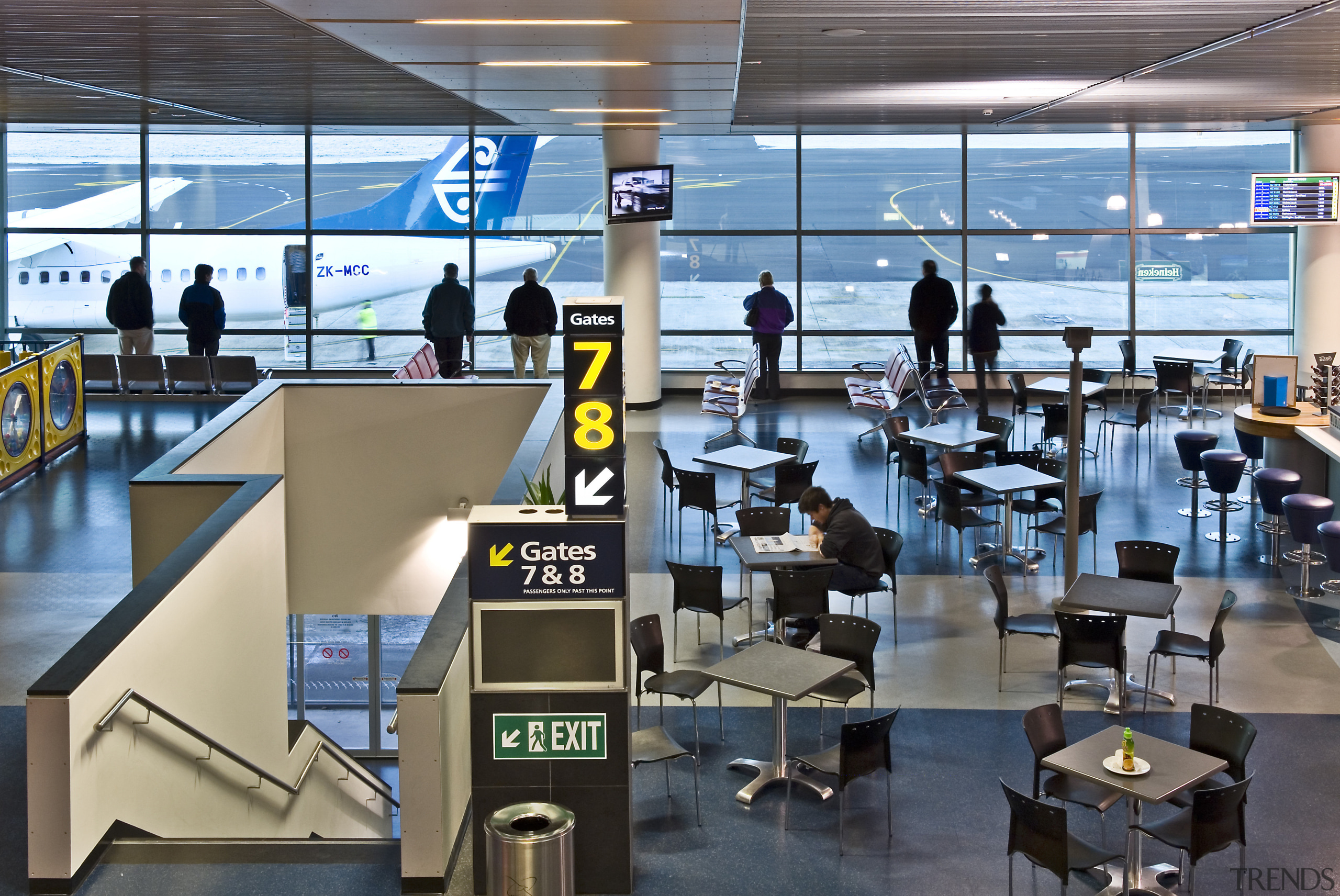 Backdropped by the snow-brushed Dunedin hinterland, the airport leisure, leisure centre, black, gray