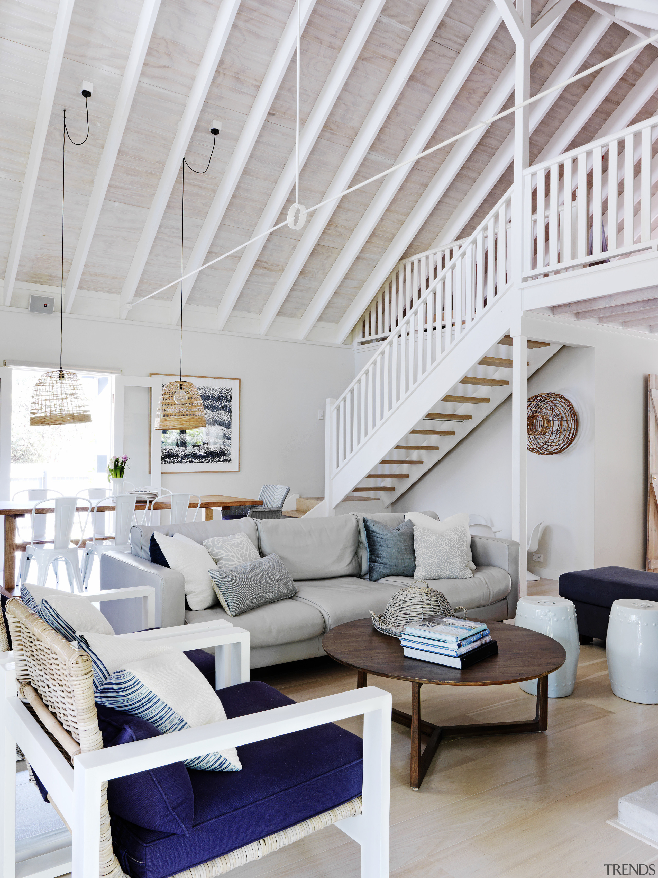 This house was renovated by Connor &amp; Solomon ceiling, daylighting, floor, home, house, interior design, living room, loft, room, gray, white