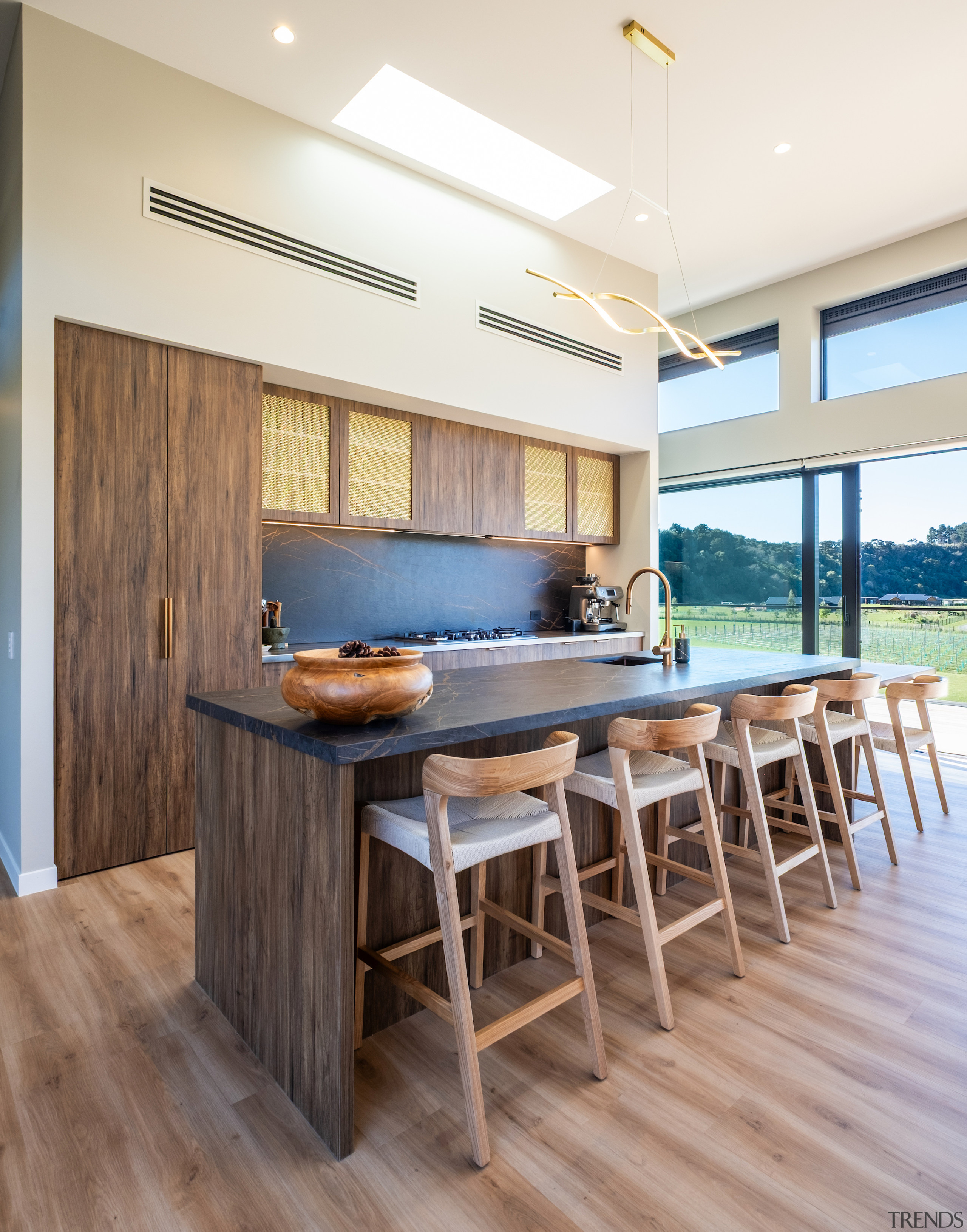Timber cabinetry is in keeping with the natural 