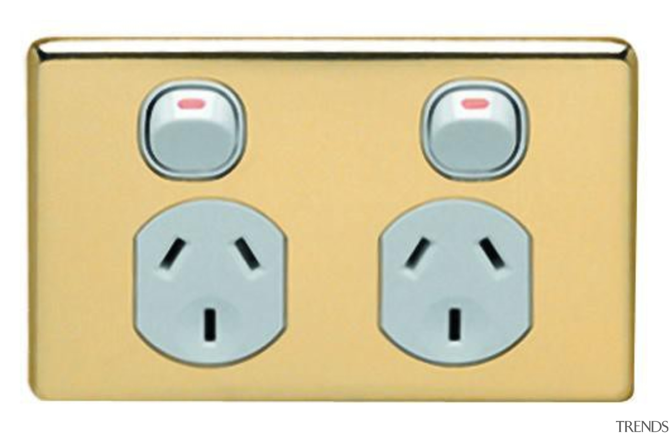 Classic C2000 Series double socket outlet with polished ac power plugs and socket outlets, technology, orange, white