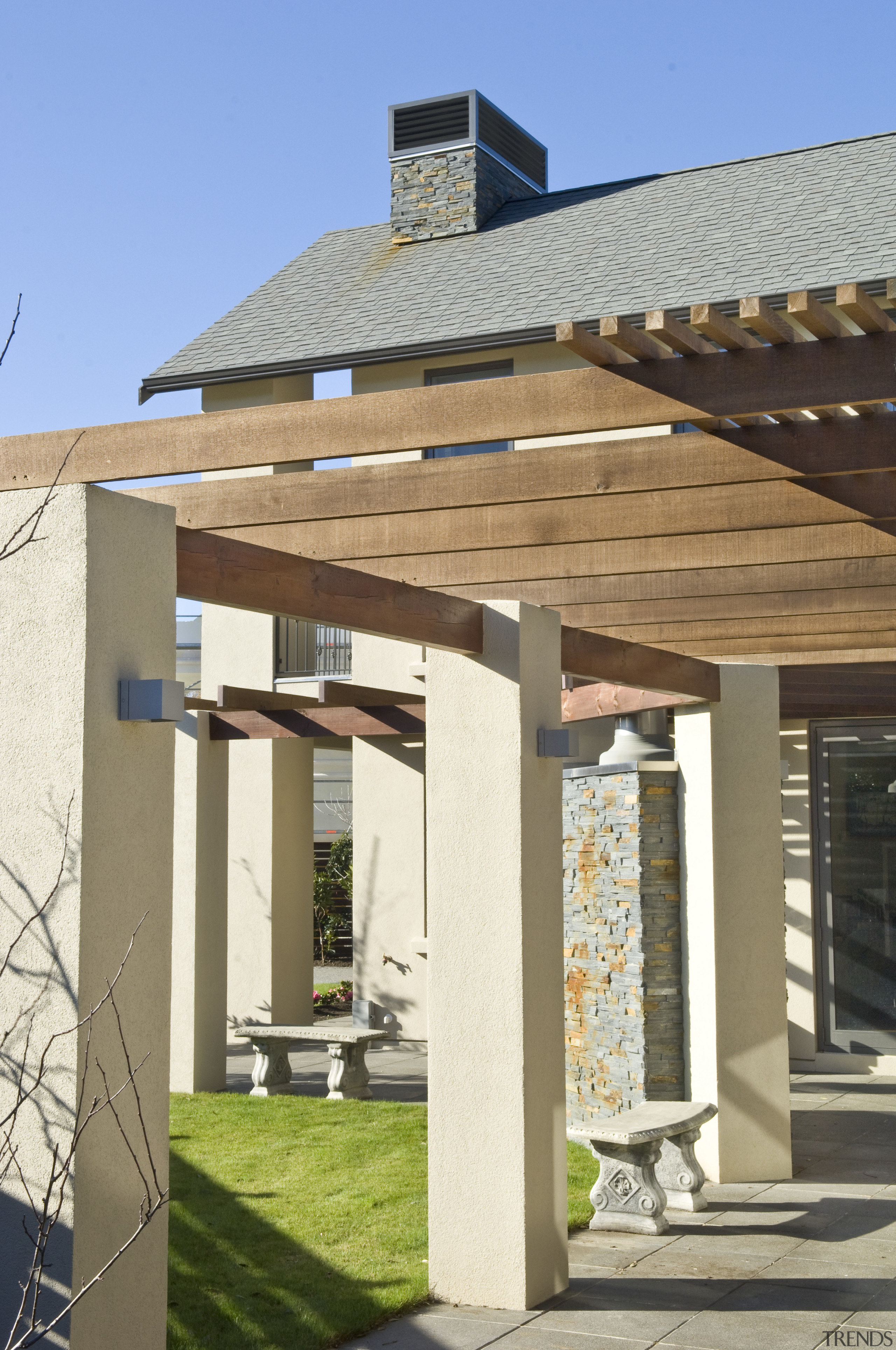 Exterior view of a home constructed by Walmsley facade, house, outdoor structure, roof