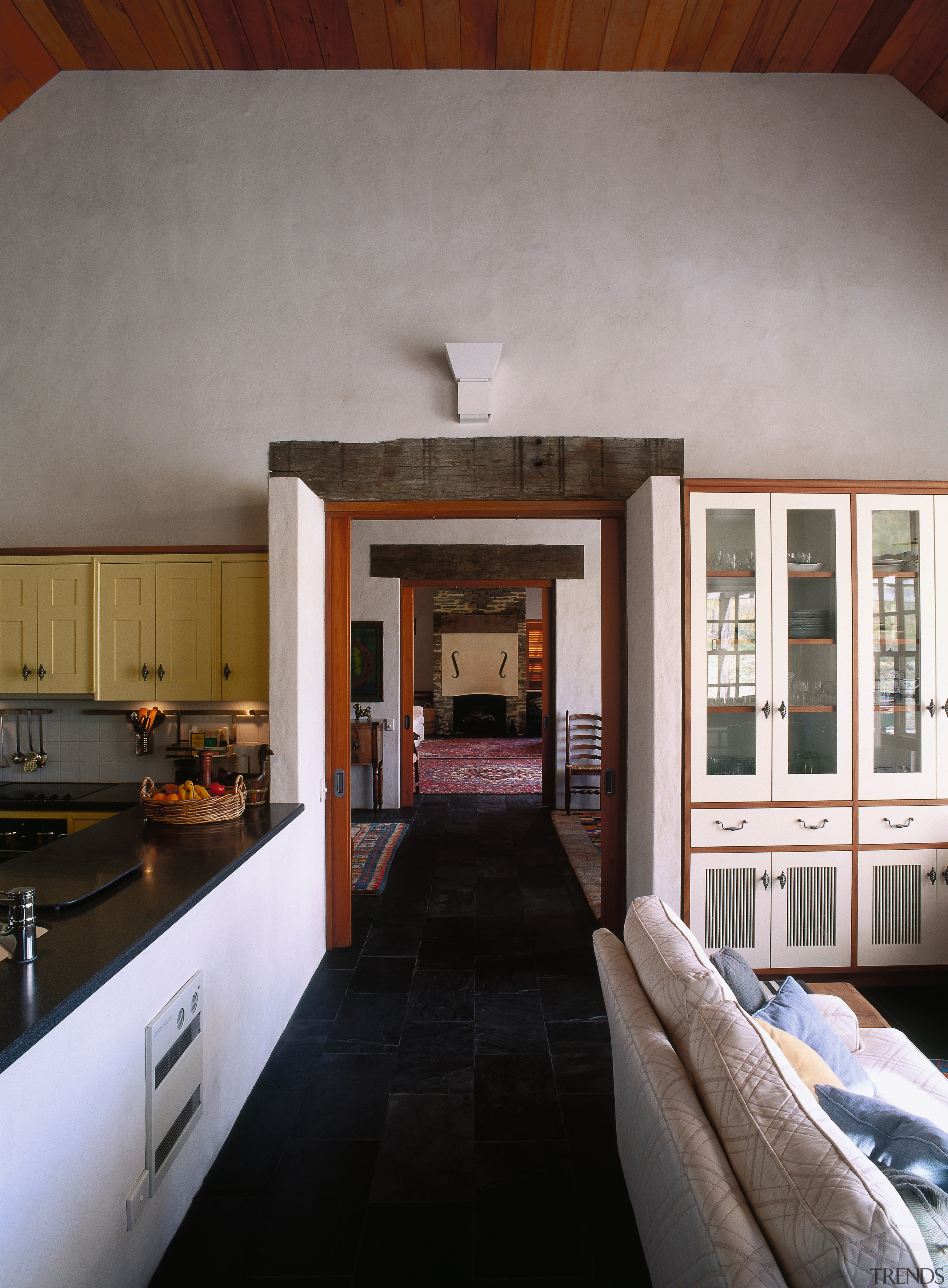A view of the interior living areas featuring ceiling, home, house, interior design, living room, room, gray