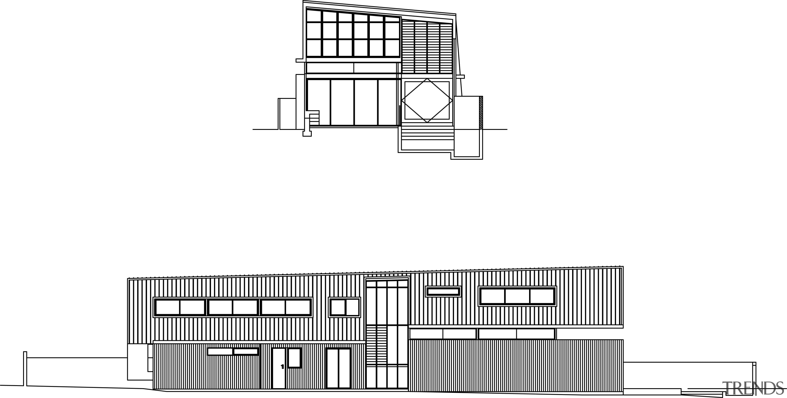 View of architectural plans for this renovated home. architecture, area, black and white, design, diagram, drawing, elevation, facade, font, home, home fencing, line, product, product design, structure, text, white