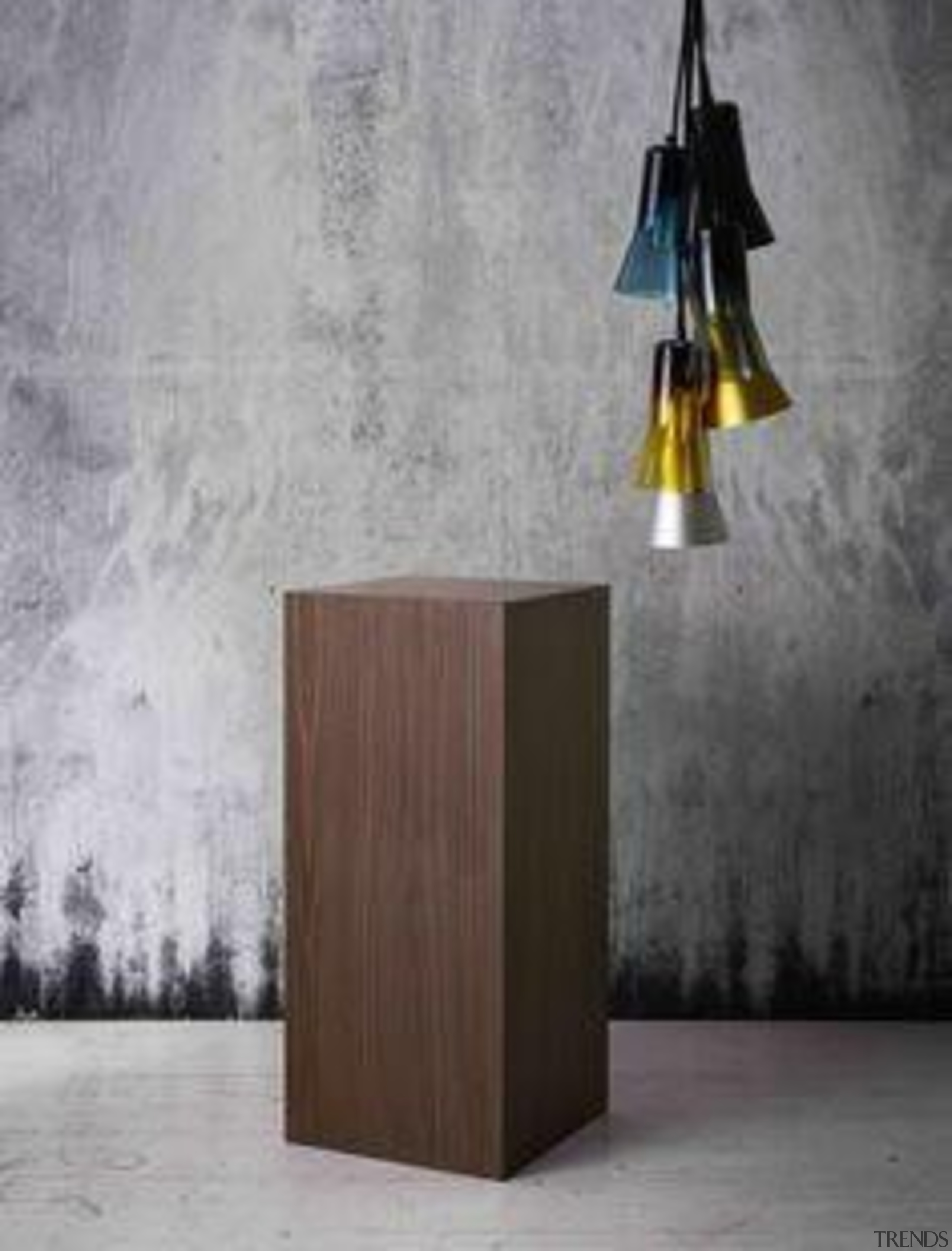 Styling Wendy Bannister. Photography Earl Carter. - Laminex floor, furniture, lamp, light fixture, lighting, lighting accessory, product design, table, gray