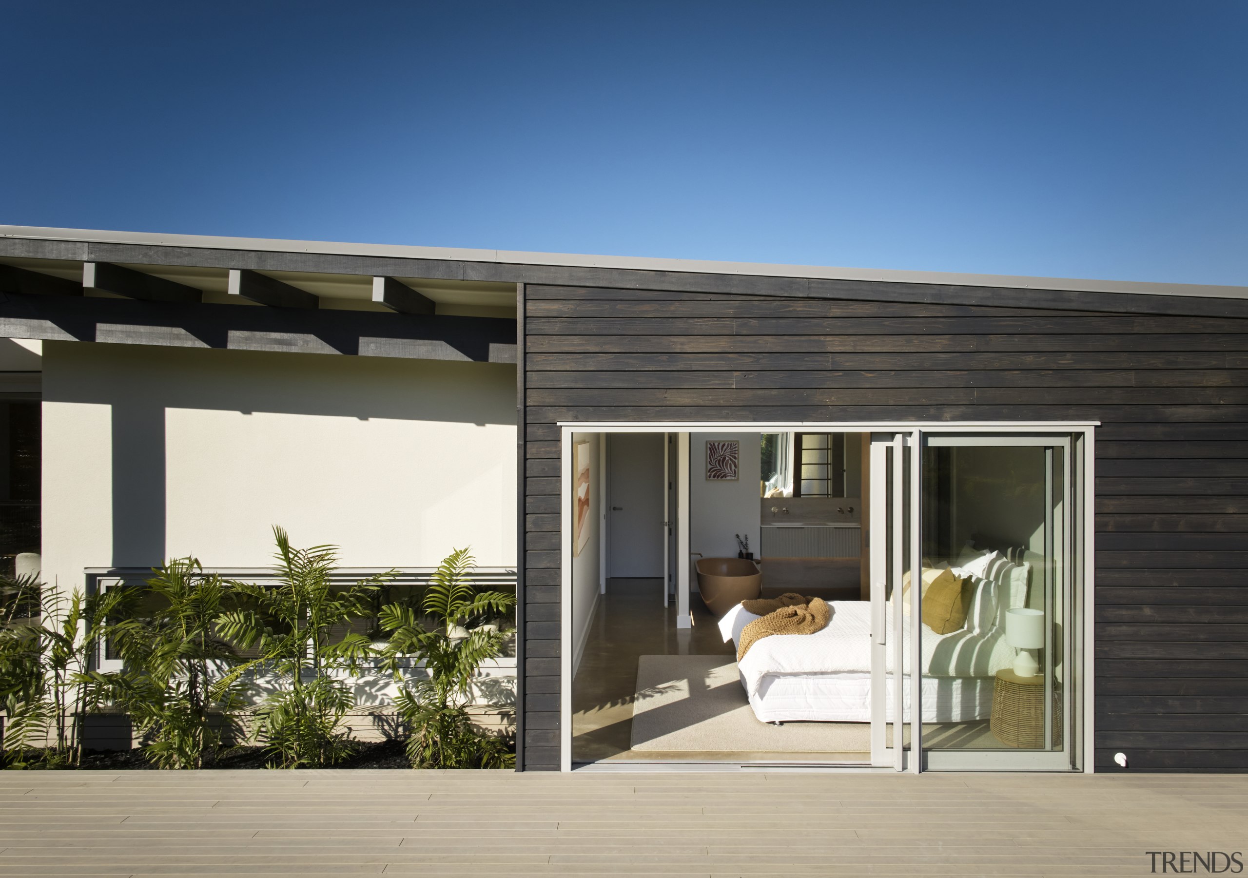 Lounge window straight ahead with master bedroom alongside. 