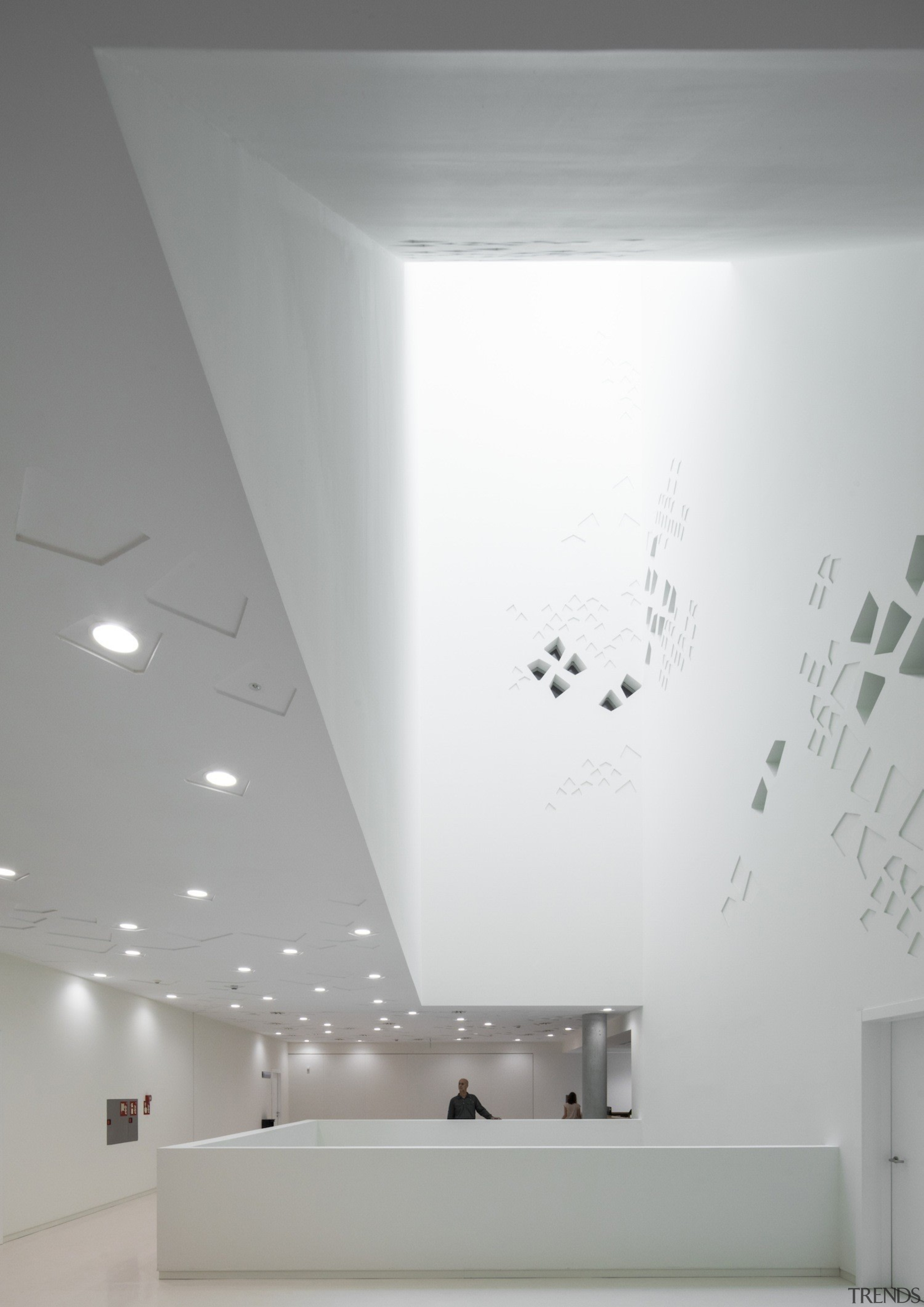 Palace of Justice building | Mecanoo + Ayesa architecture, bathroom sink, ceiling, daylighting, daytime, interior design, light, light fixture, lighting, plaster, product design, tap, wall, gray