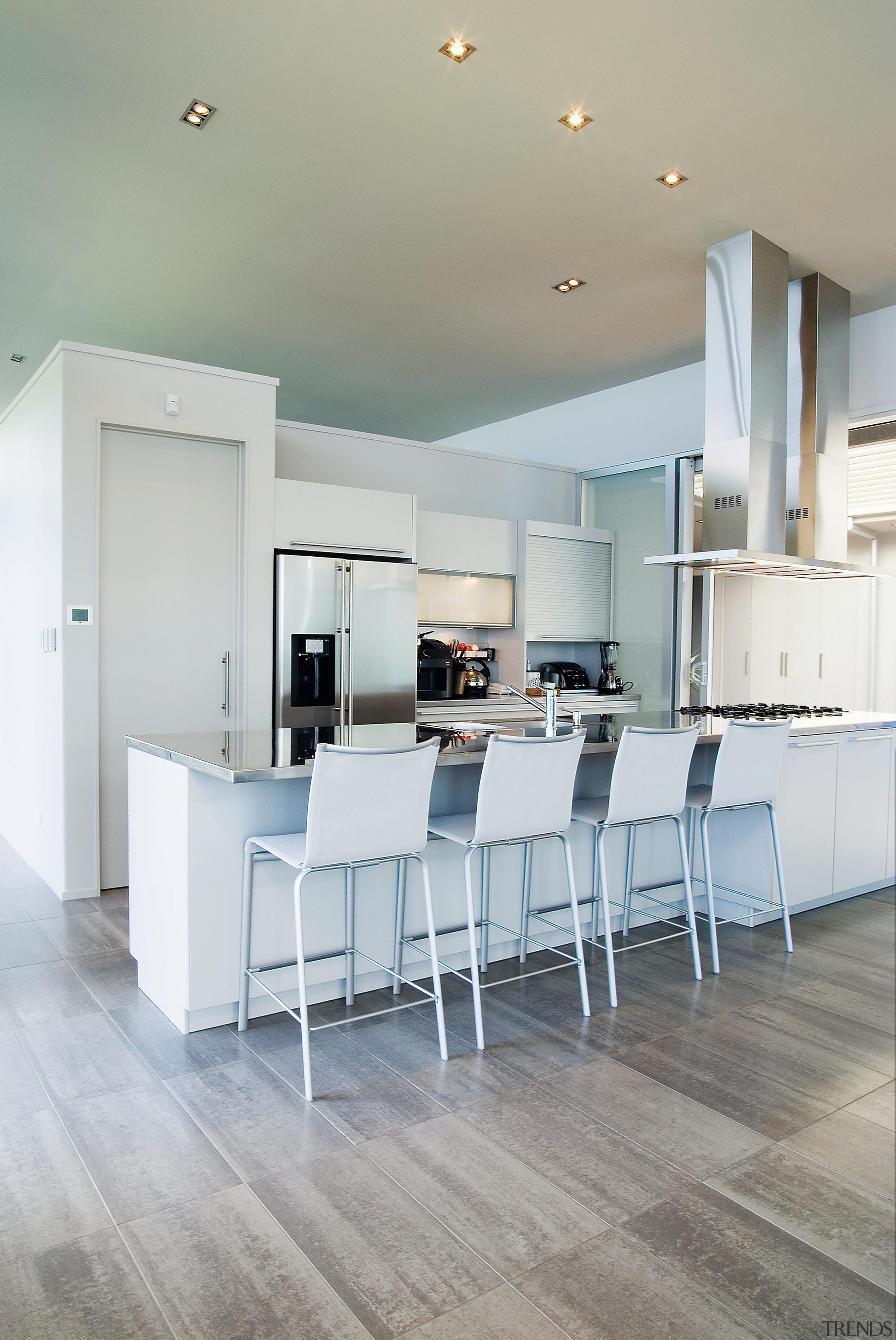 A view of ome paints by Resene. - architecture, ceiling, floor, flooring, furniture, interior design, kitchen, product design, real estate, table, wood, wood flooring, gray