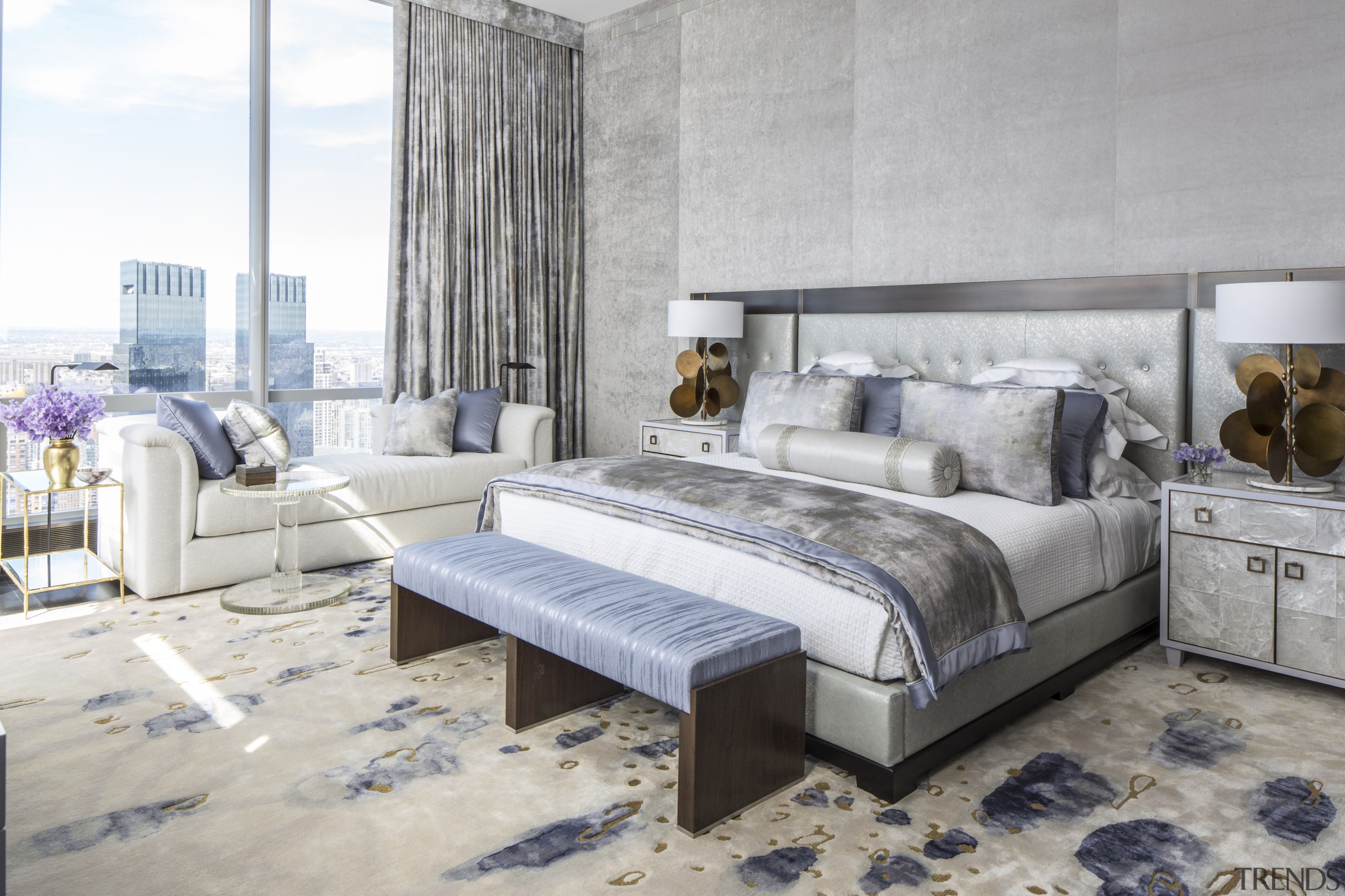 The master bed and headboard from Promemoria are 