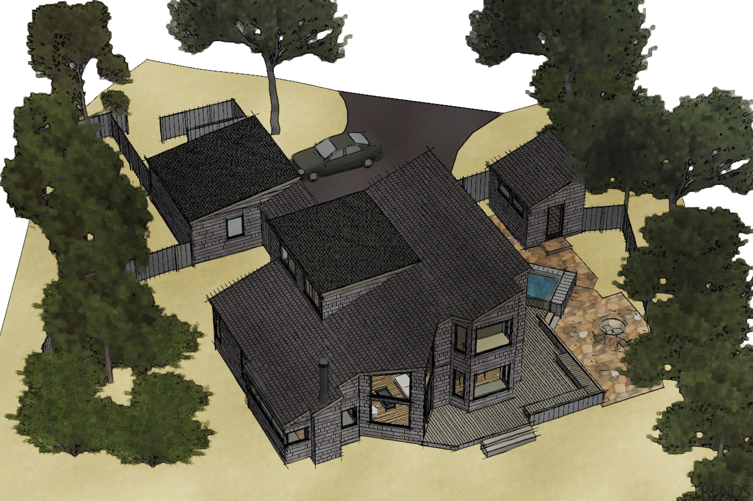 Rendering after - Rendering after - biome | biome, building, home, house, residential area, suburb, tree, brown, black