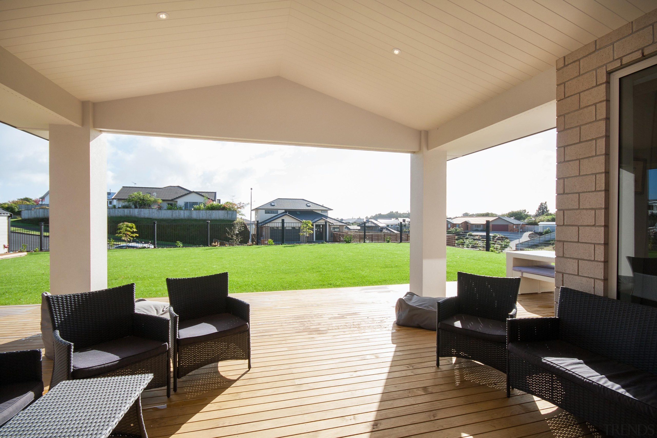 Vaulted covered outdoor living space Built by Fowler estate, house, interior design, outdoor structure, porch, property, real estate, window
