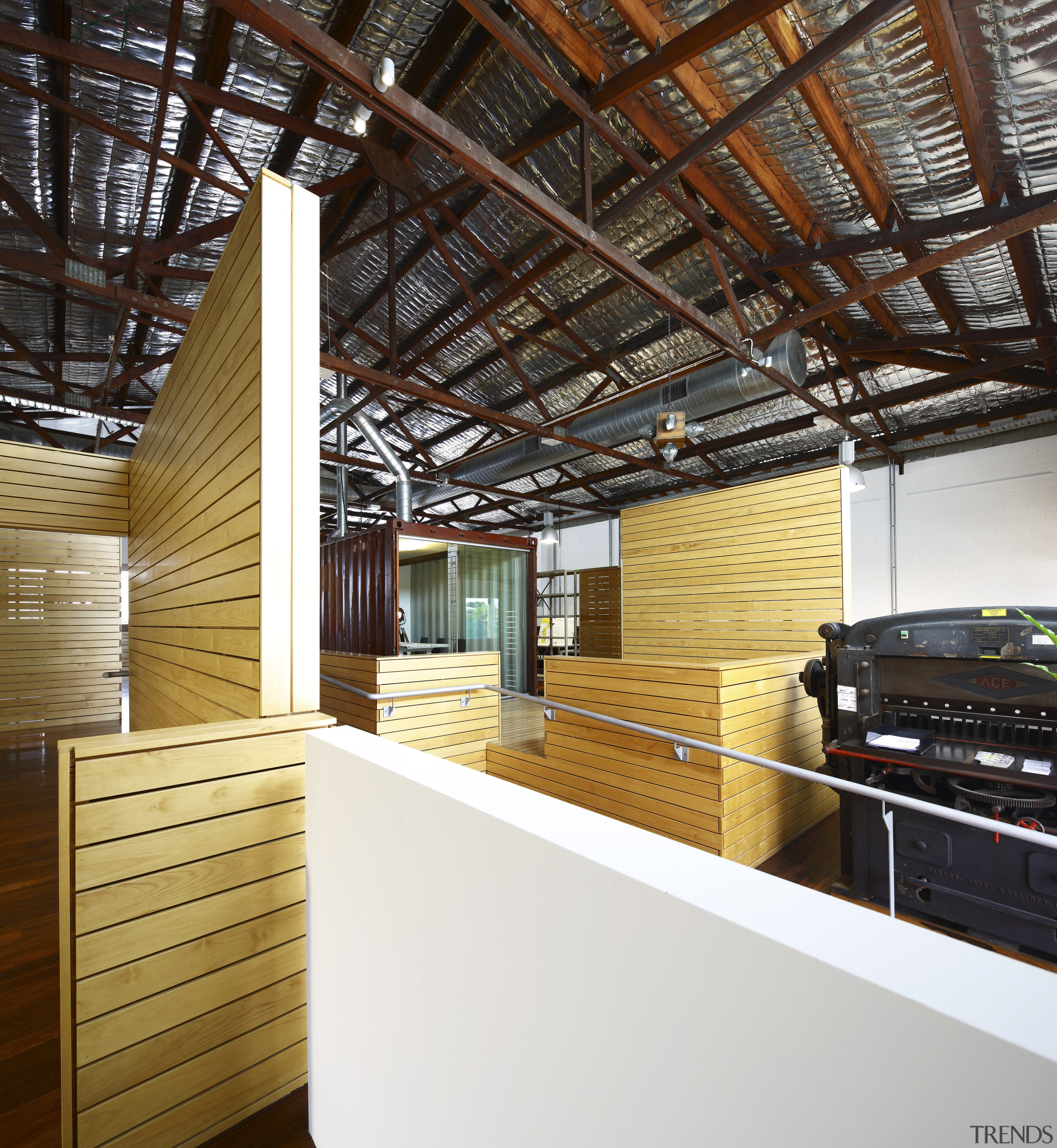 Interior view of office spaces at Light Space architecture, ceiling, interior design, wood, white