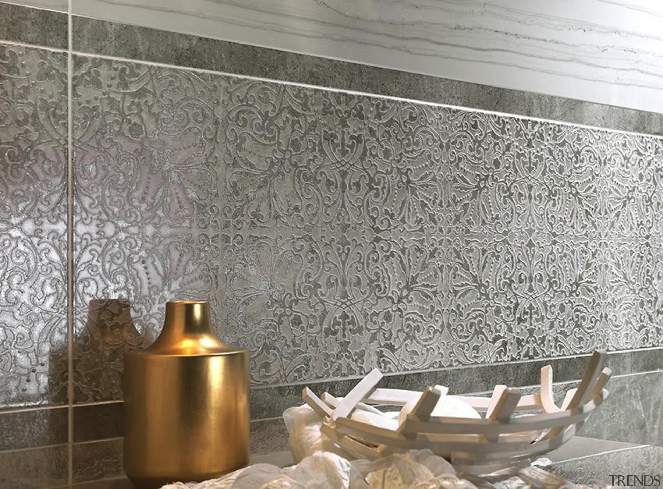Marmi Imperiali - damasco decoro patterned tiles - floor, flooring, interior design, tile, wall, gray