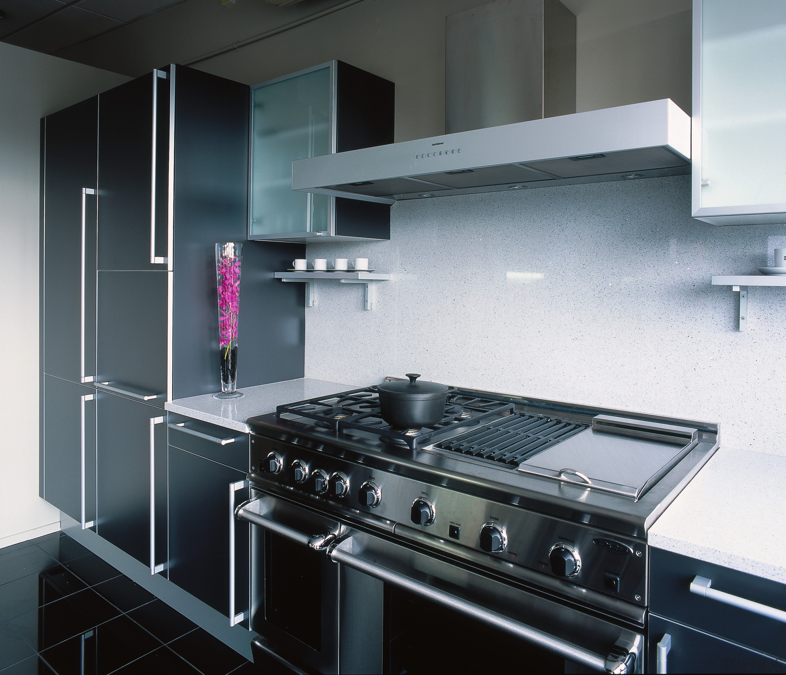 View of the kitchen appliance - View of countertop, gas stove, home appliance, interior design, kitchen, kitchen stove, major appliance, black, gray