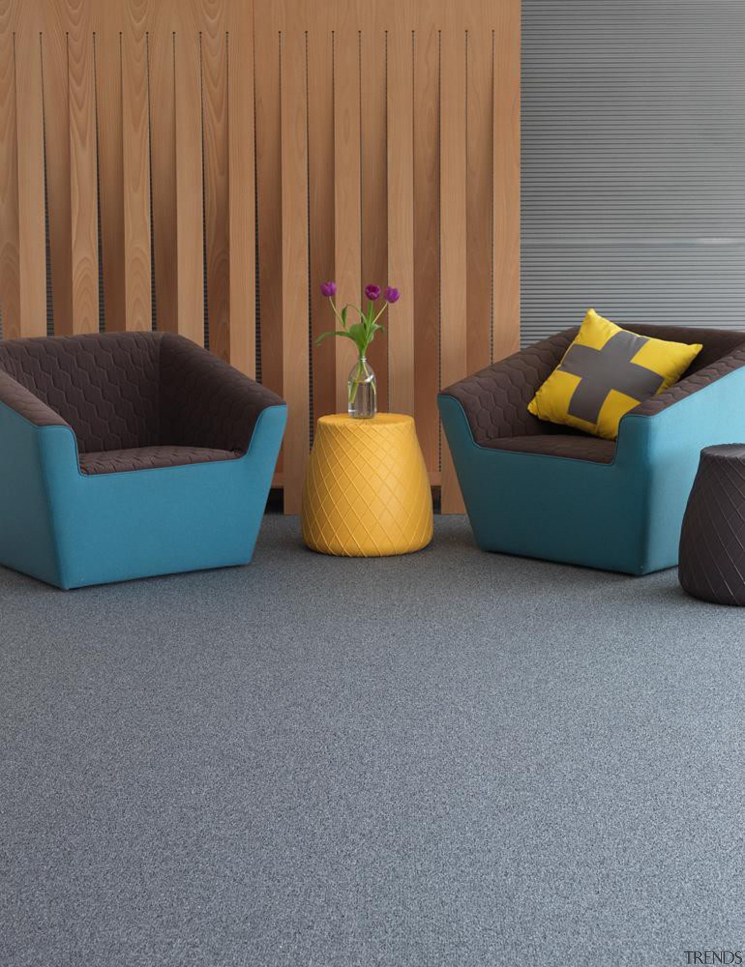 This low level loop pile has a colour angle, chair, couch, floor, flooring, furniture, hardwood, interior design, laminate flooring, product, product design, table, tile, wall, wood, gray