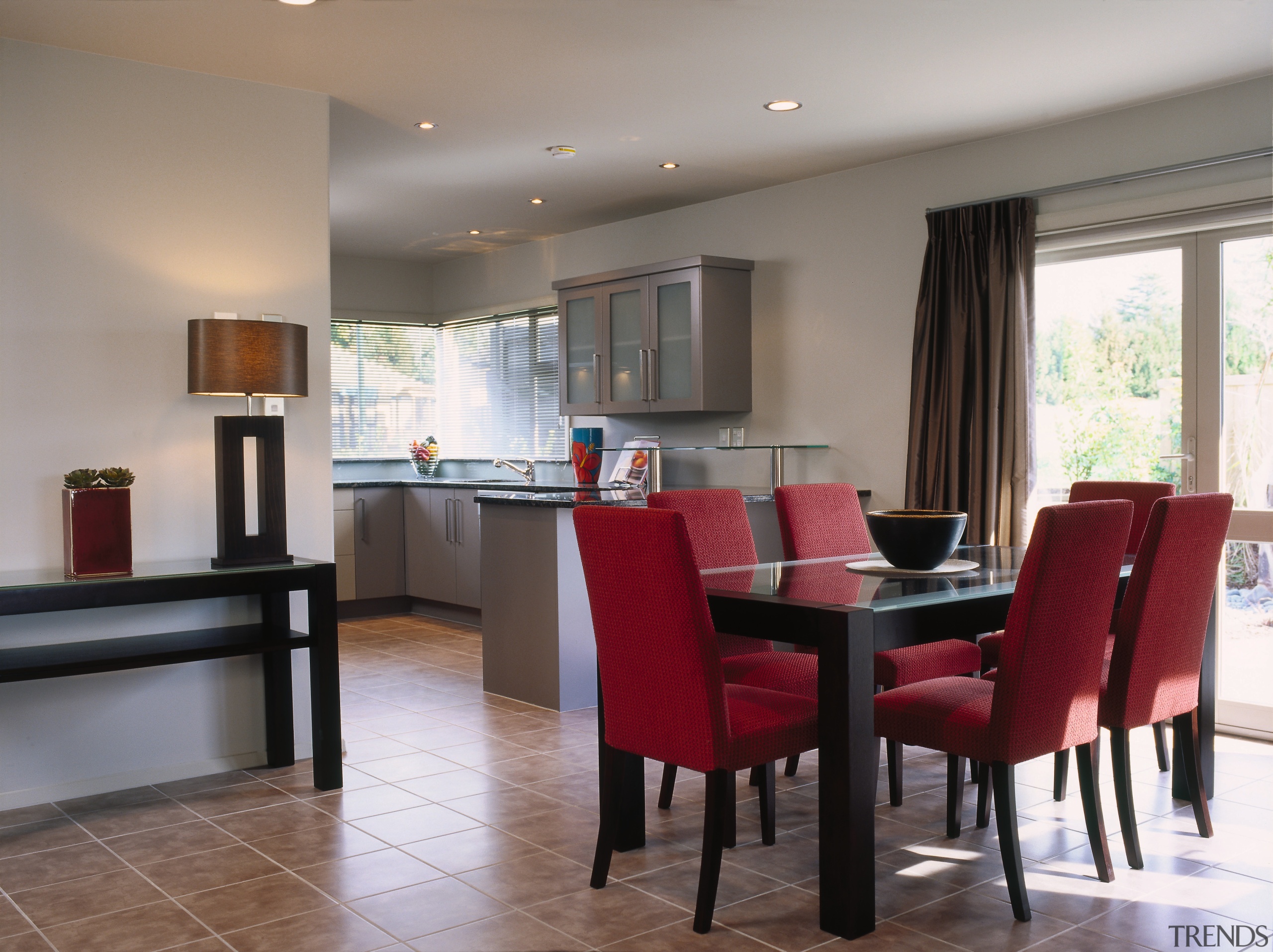 View of the dining area - View of dining room, interior design, property, real estate, room, table, gray