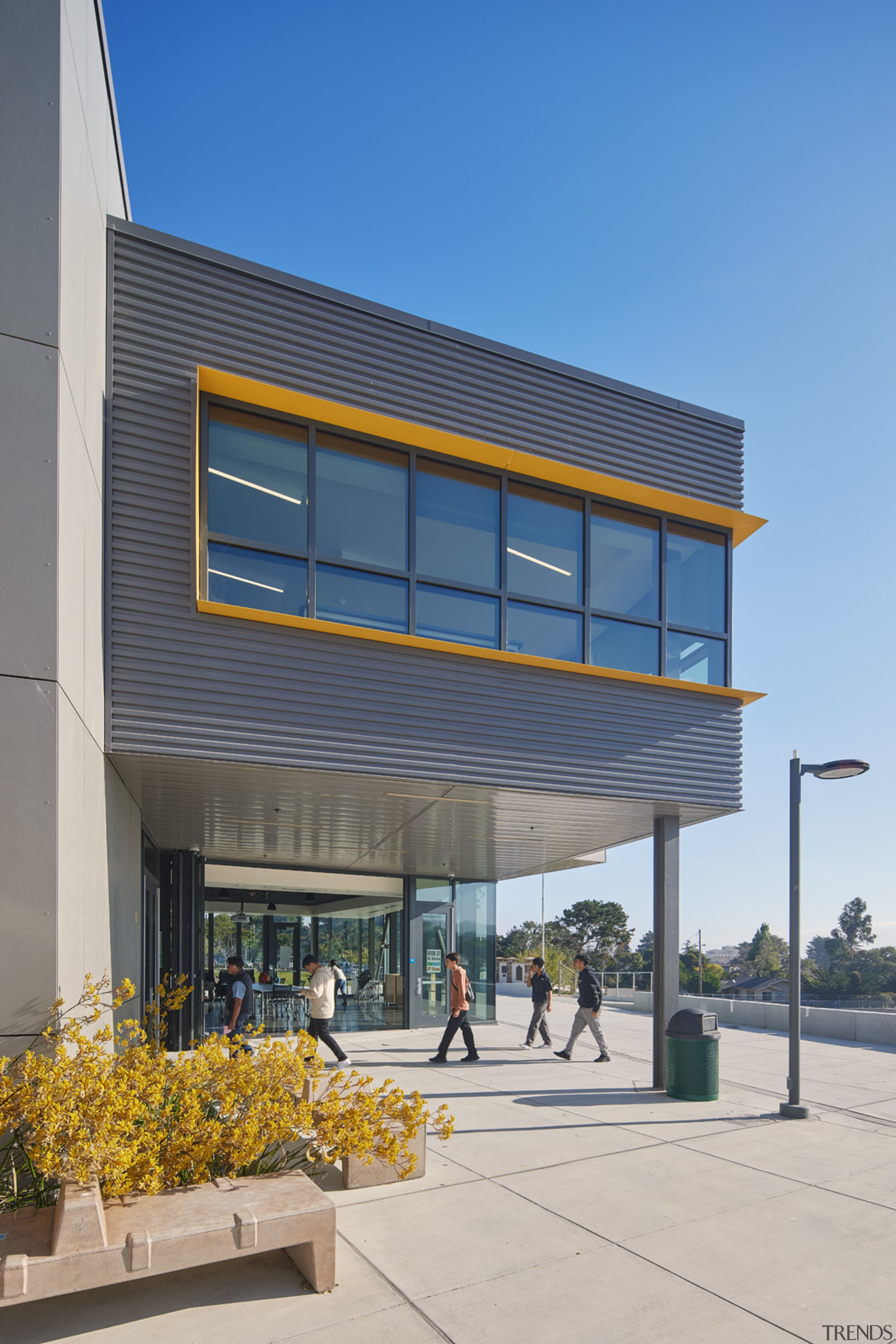 The sheltered entrance to the science centre. 