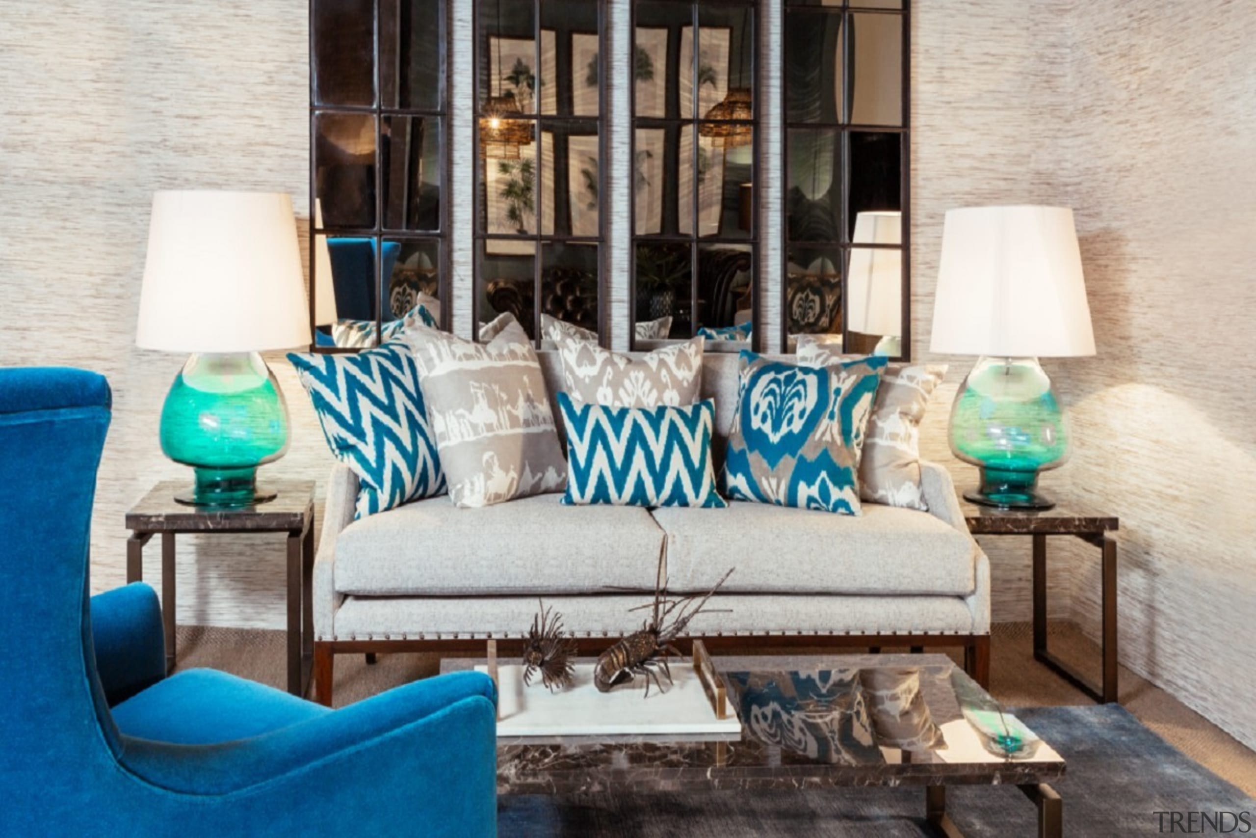 House Candy 03 - House Candy 03 - blue, chair, couch, furniture, home, interior design, living room, room, table, white