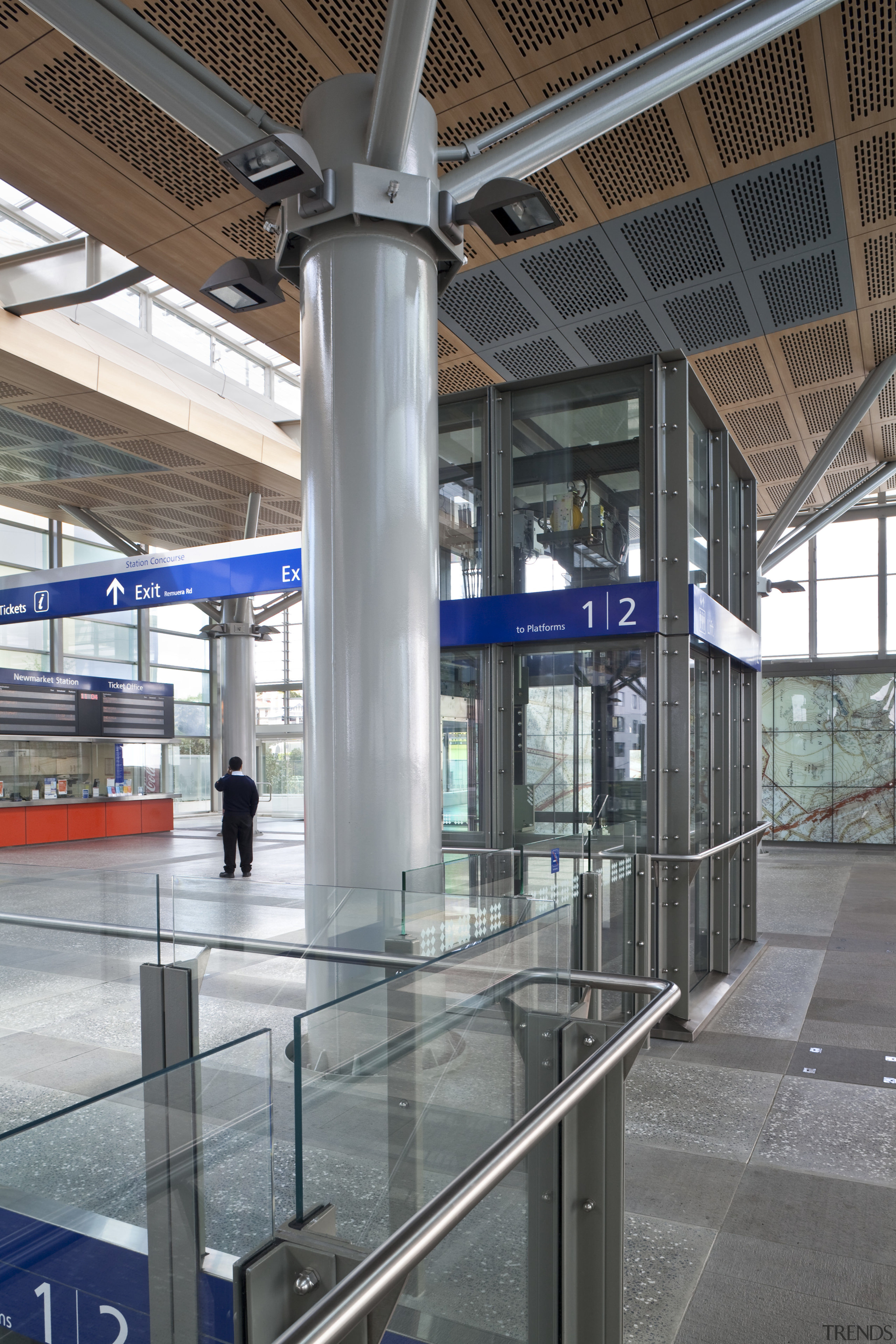 View of the renovated New Lynn Railway Station airport terminal, architecture, building, glass, metropolitan area, structure, gray