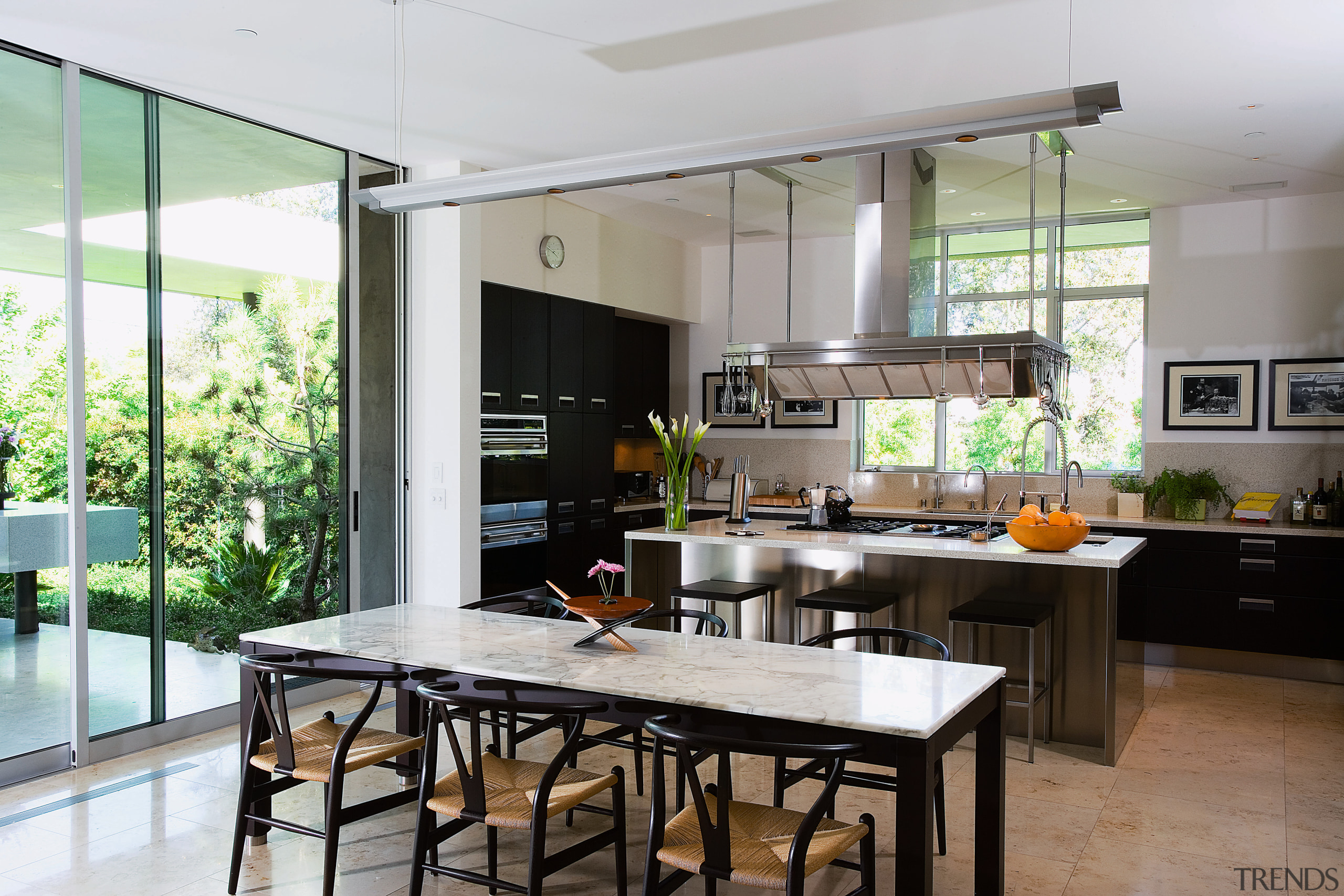 view of the kitchen featuring ebonized wenge cabinets, countertop, cuisine classique, interior design, kitchen, real estate, white, gray
