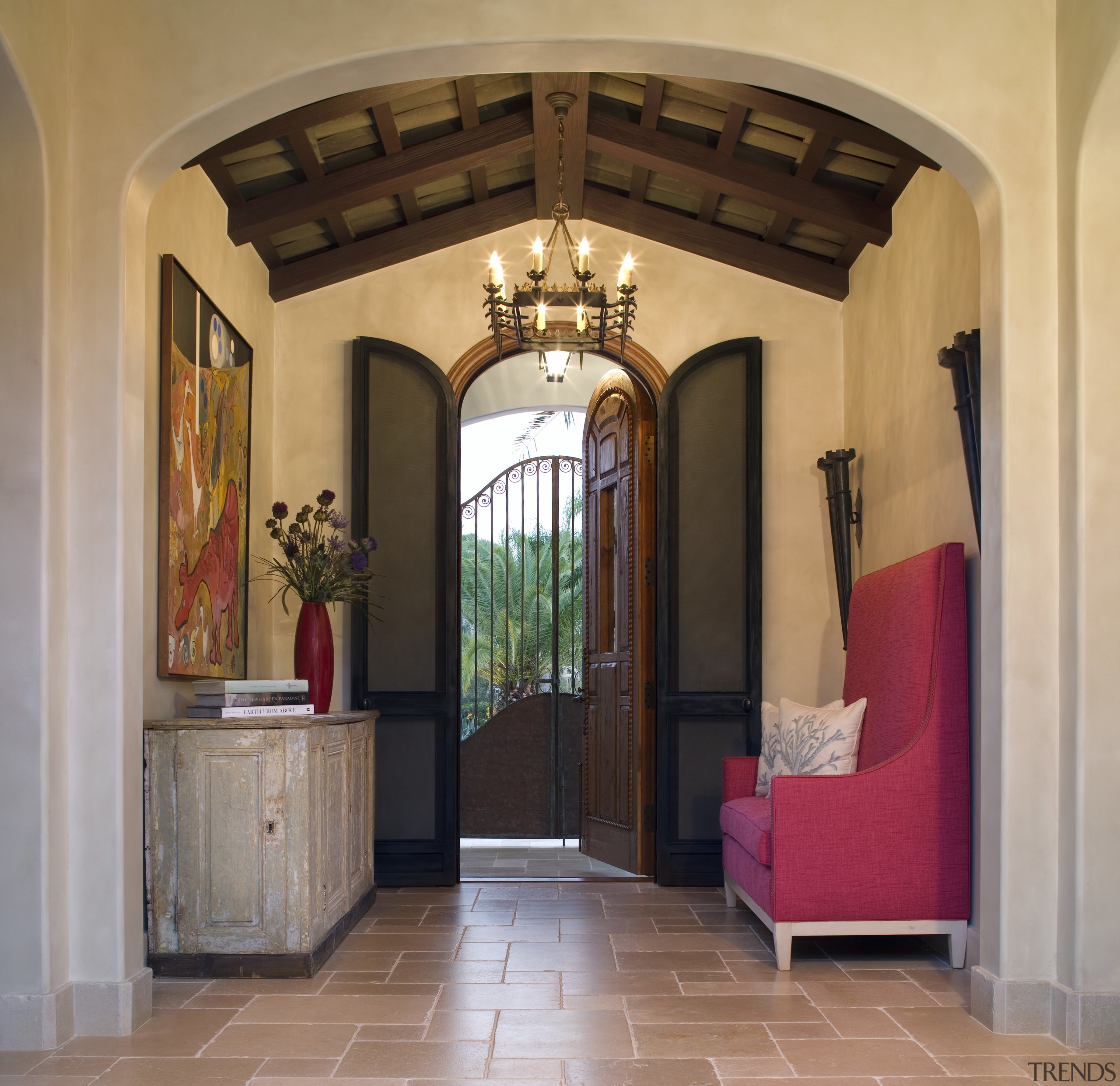 Spanish style interior - Spanish style interior - arch, ceiling, door, estate, home, interior design, lobby, property, real estate, brown, orange